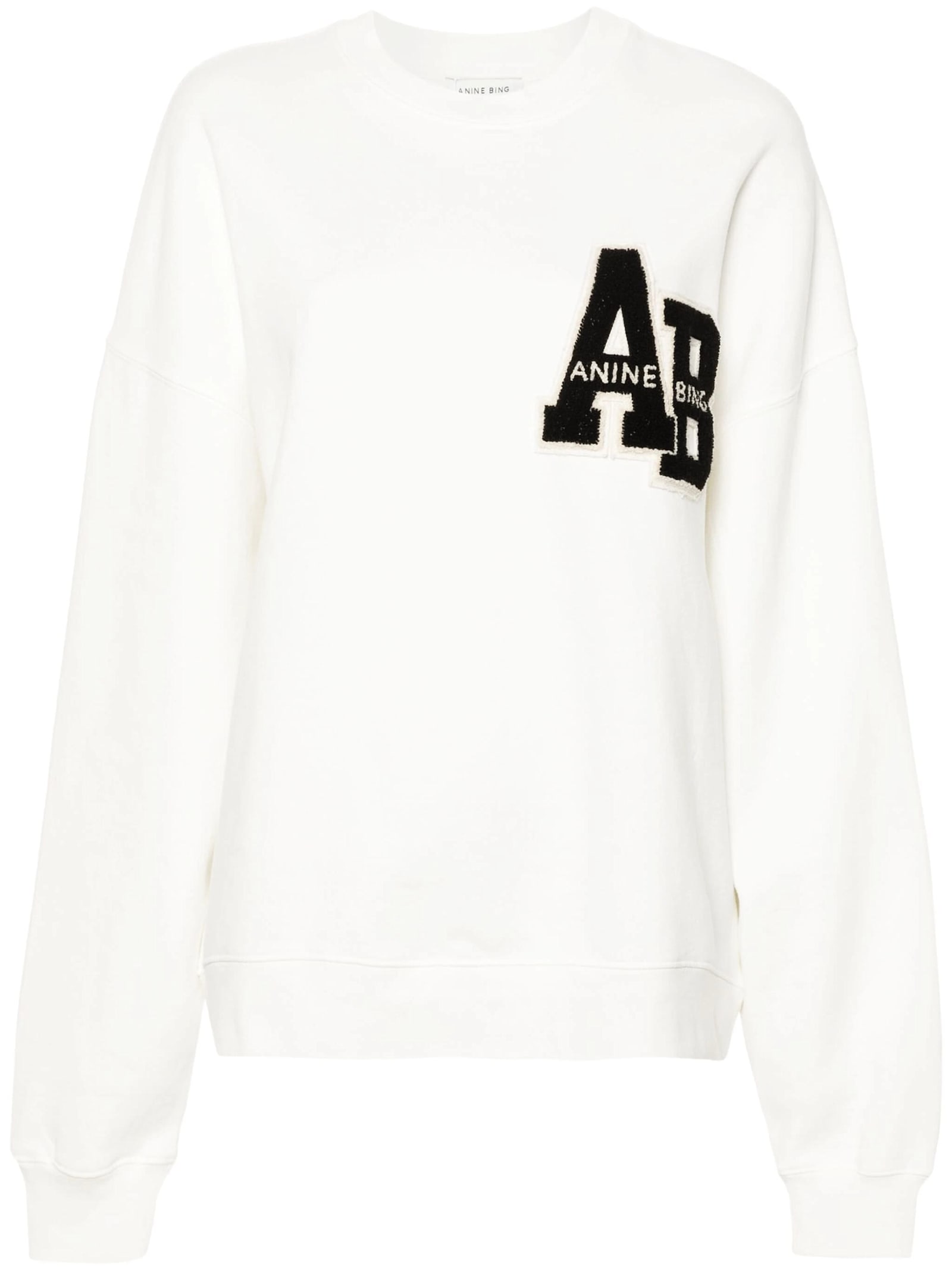 Anine Bing Miles Logo-patch Cotton Sweatshirt In White