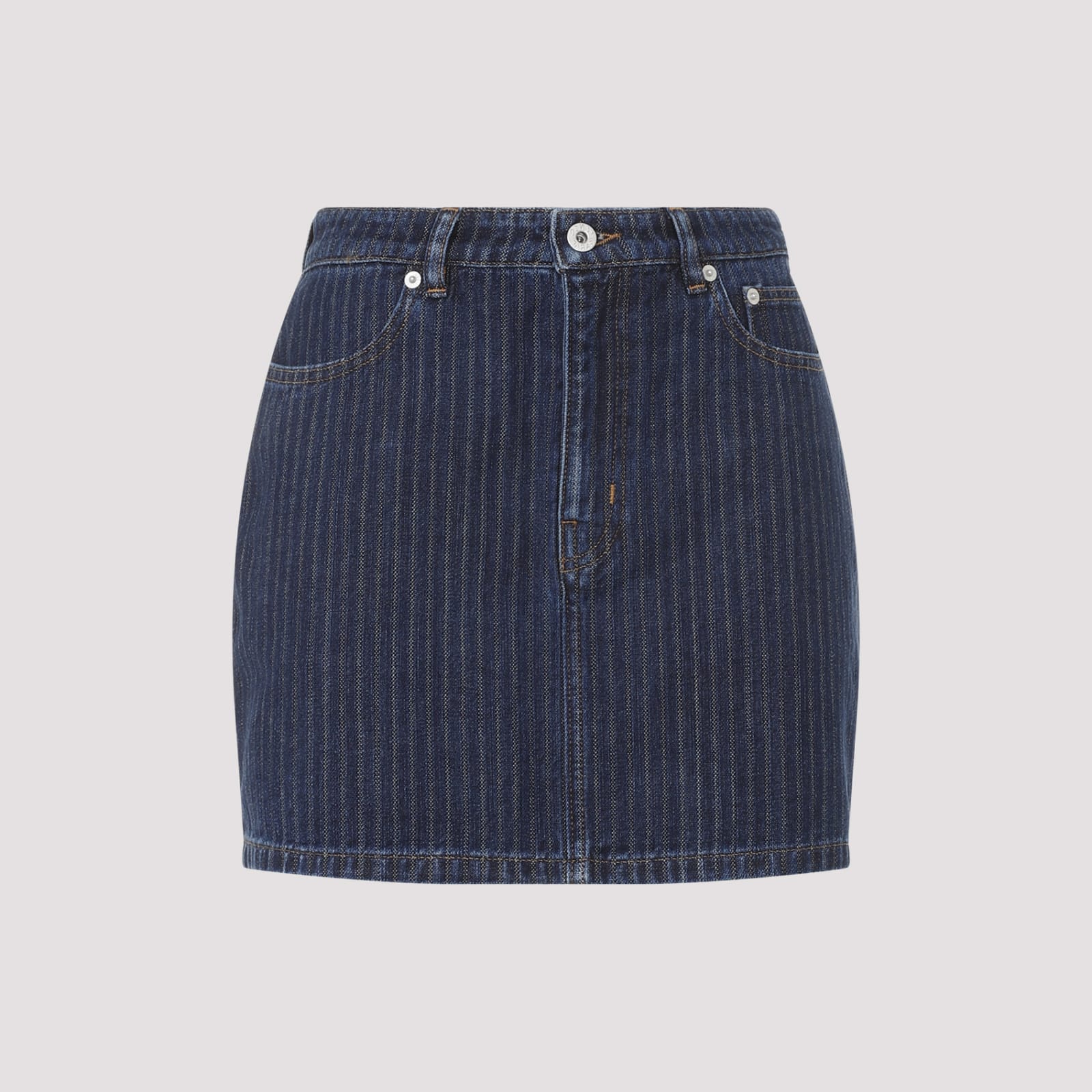 Shop Kenzo Stripped Jacquard Mini Skirt In Dd Dark Stone Blue