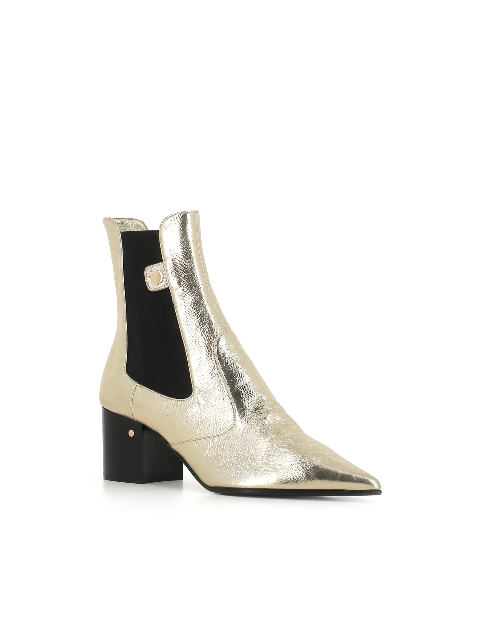 Laurence Dacade Woman Ankle Boots Black Size 9 Soft Leather In Gold