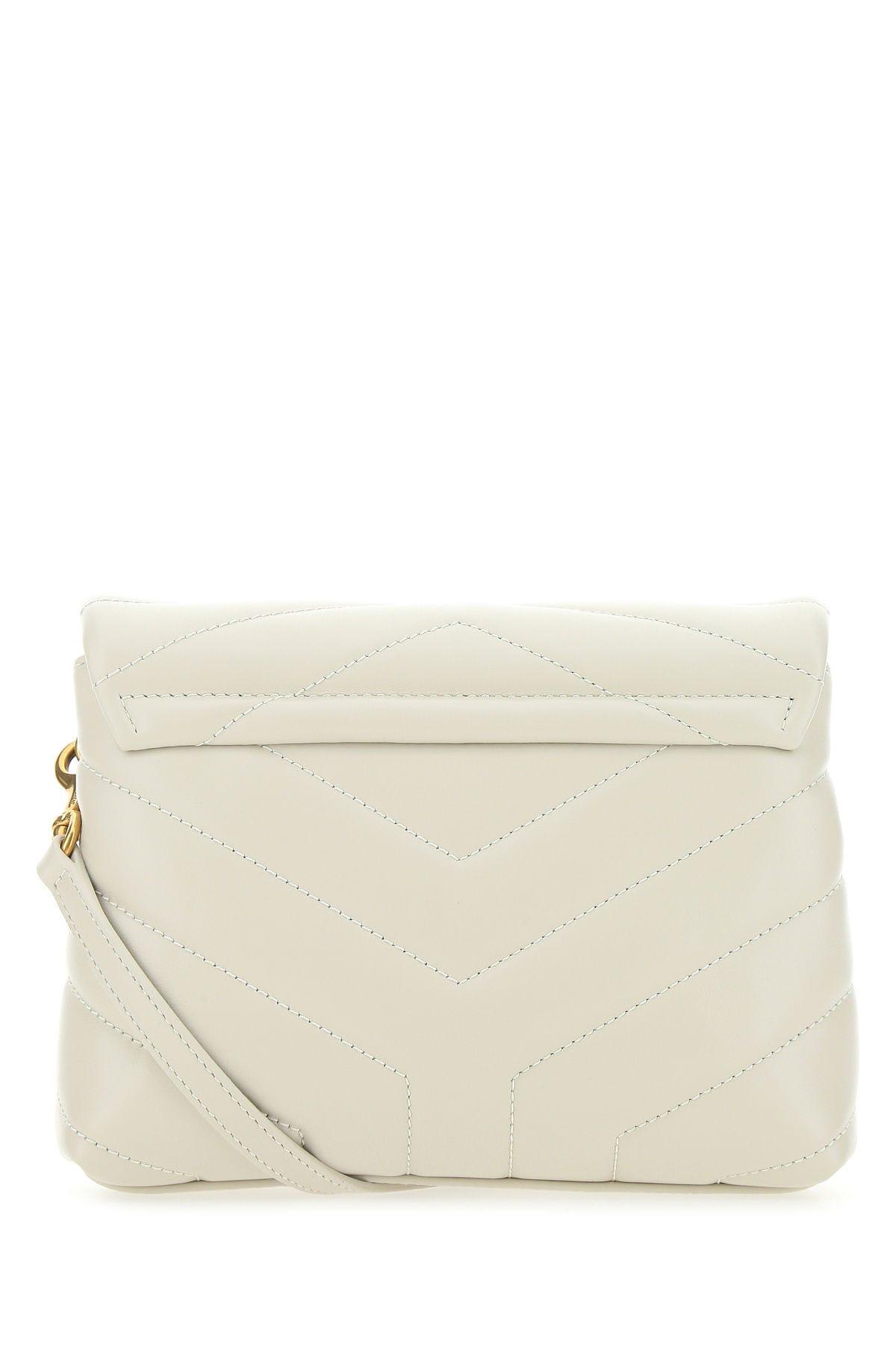 Shop Saint Laurent Chalk Leather Loulou Toy Crossbody Bag In White