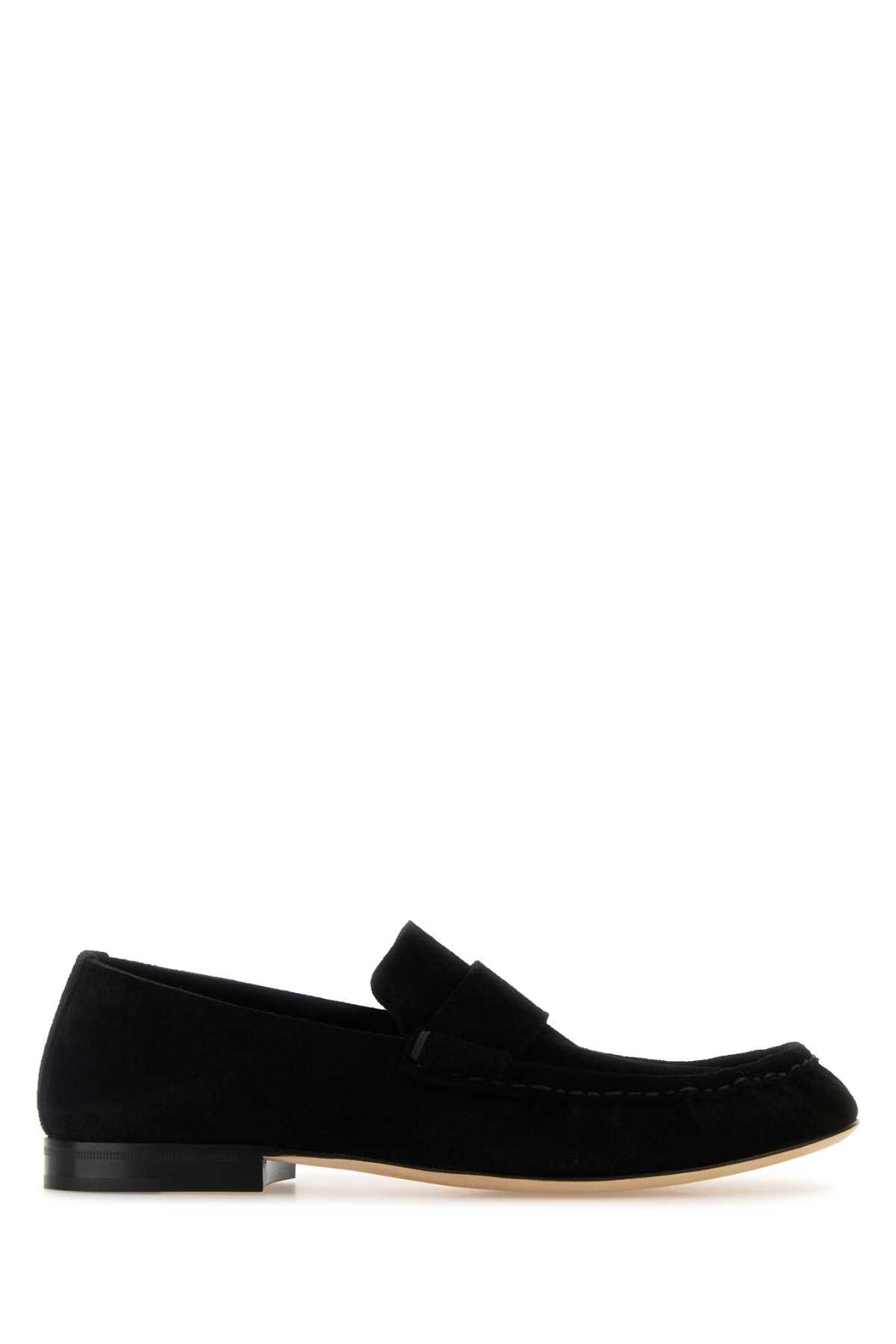 The Row Black Suede Soft Loafers