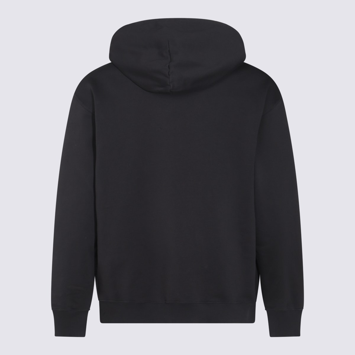 Mm6 Maison Margiela Mm6 By Maison Margiela Emblazoned Black Hoodie With Drawstring And Ribbed Finishes In Washedblack
