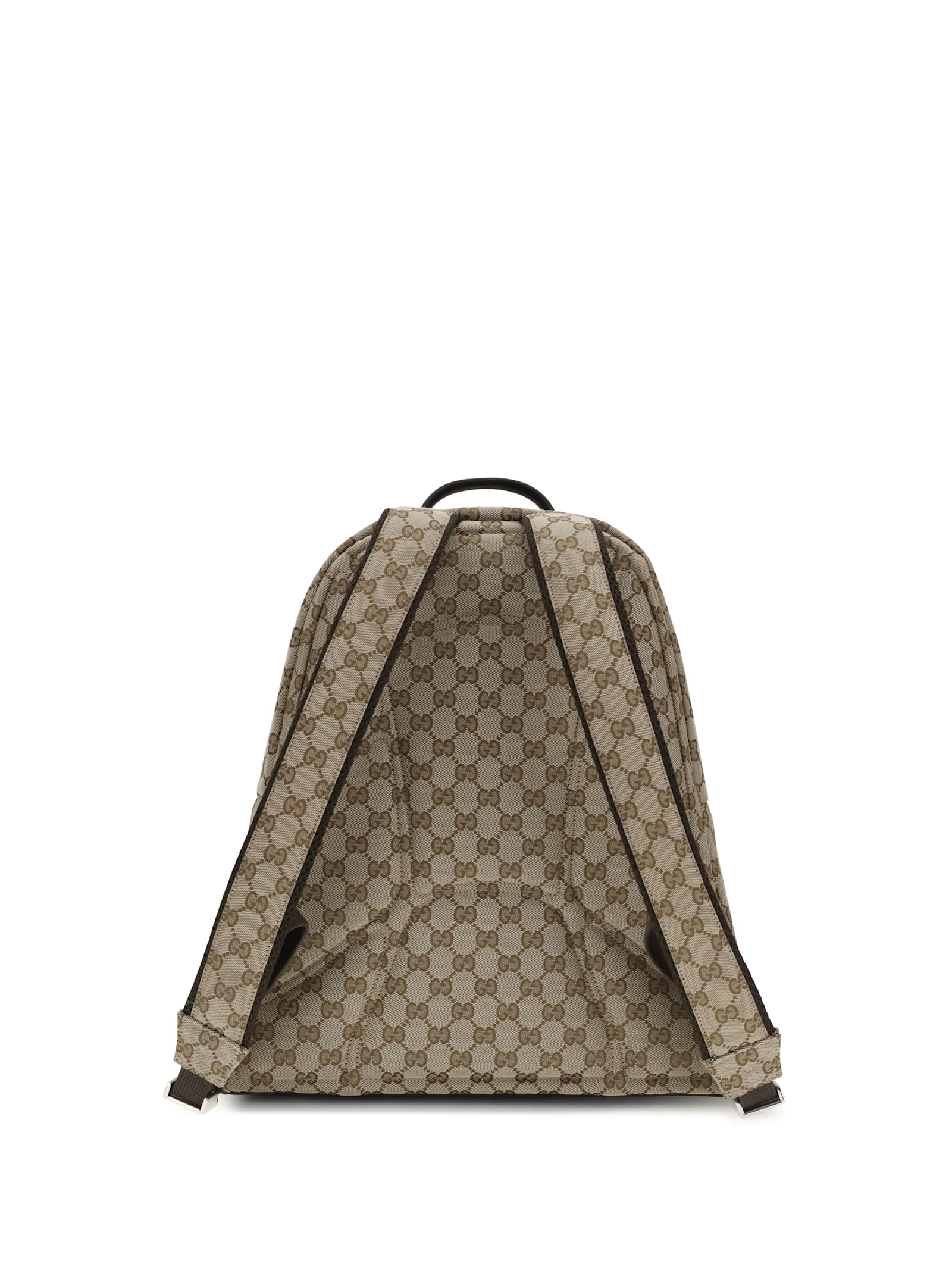 Gucci Medium Gg Backpack With Web In Brown