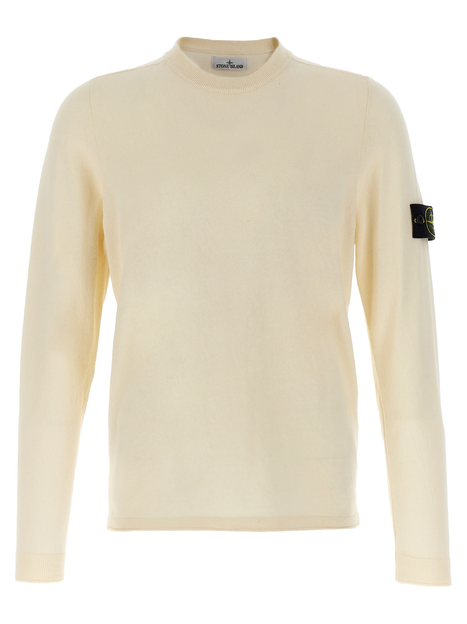 Stone Island Cotton Blend Sweater In Avorio