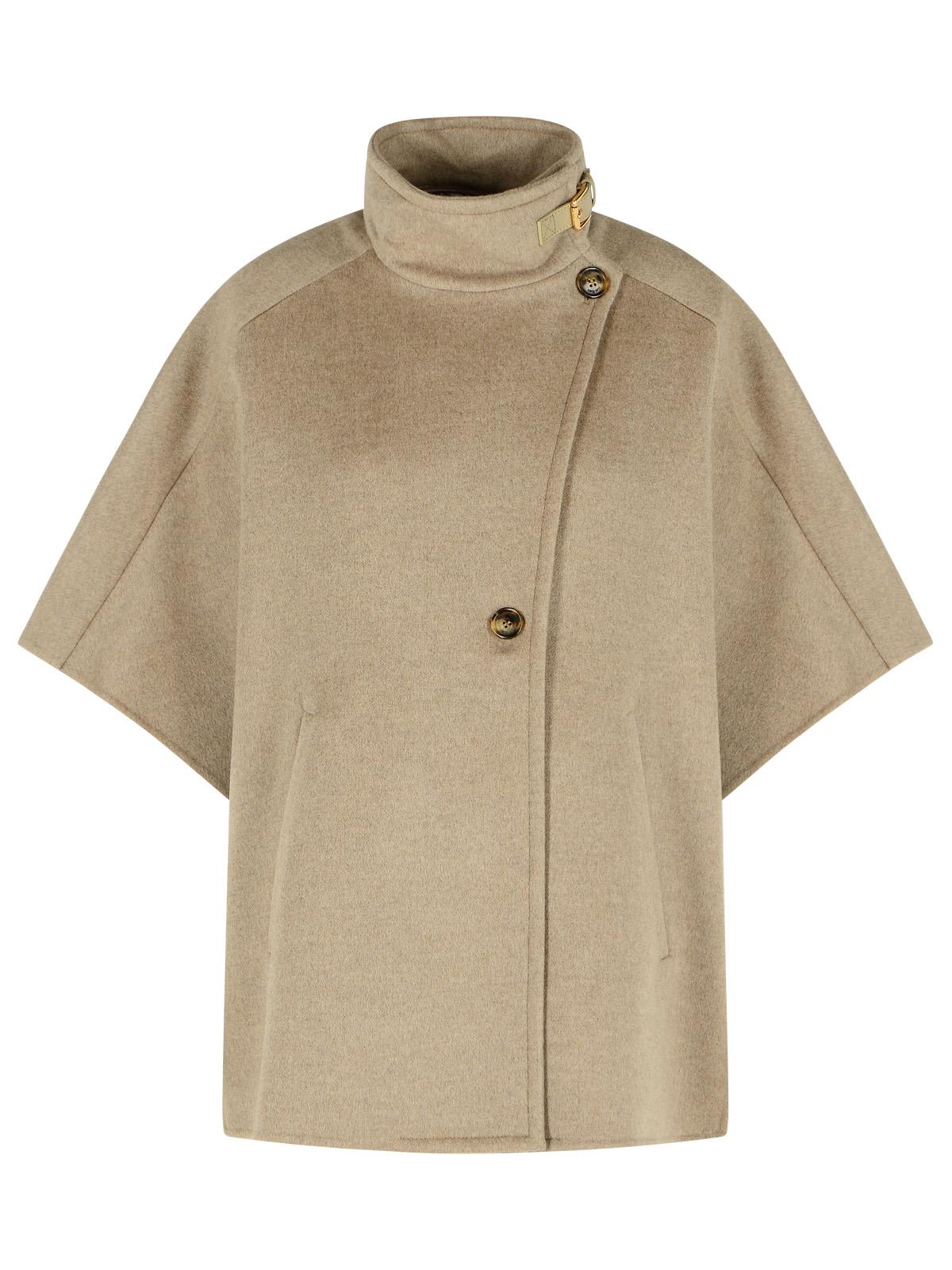 Max Mara Derrik Beige Cashmere Cape In Sand