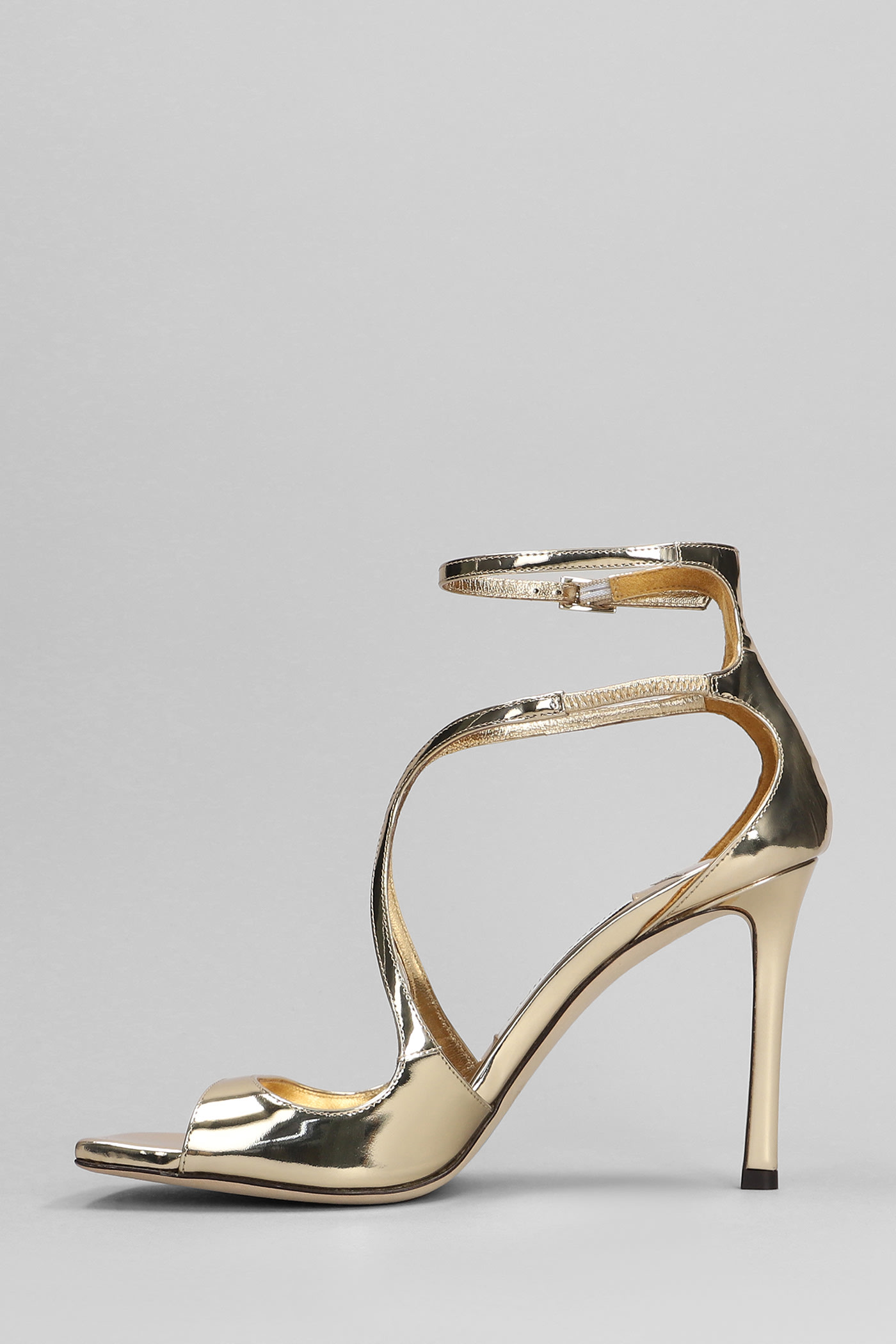 Shop Jimmy Choo Azia 95 Sandals In Gold Leather