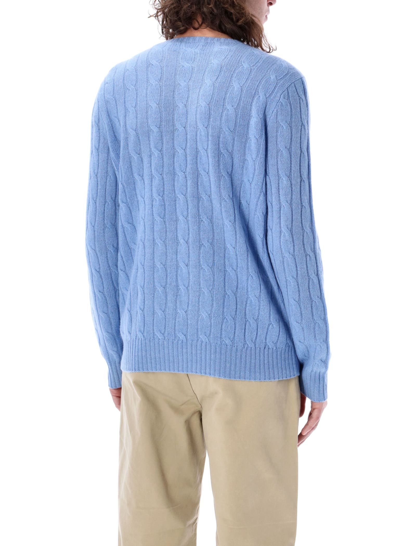 Shop Polo Ralph Lauren Cable-knit Jumper In Azzurro