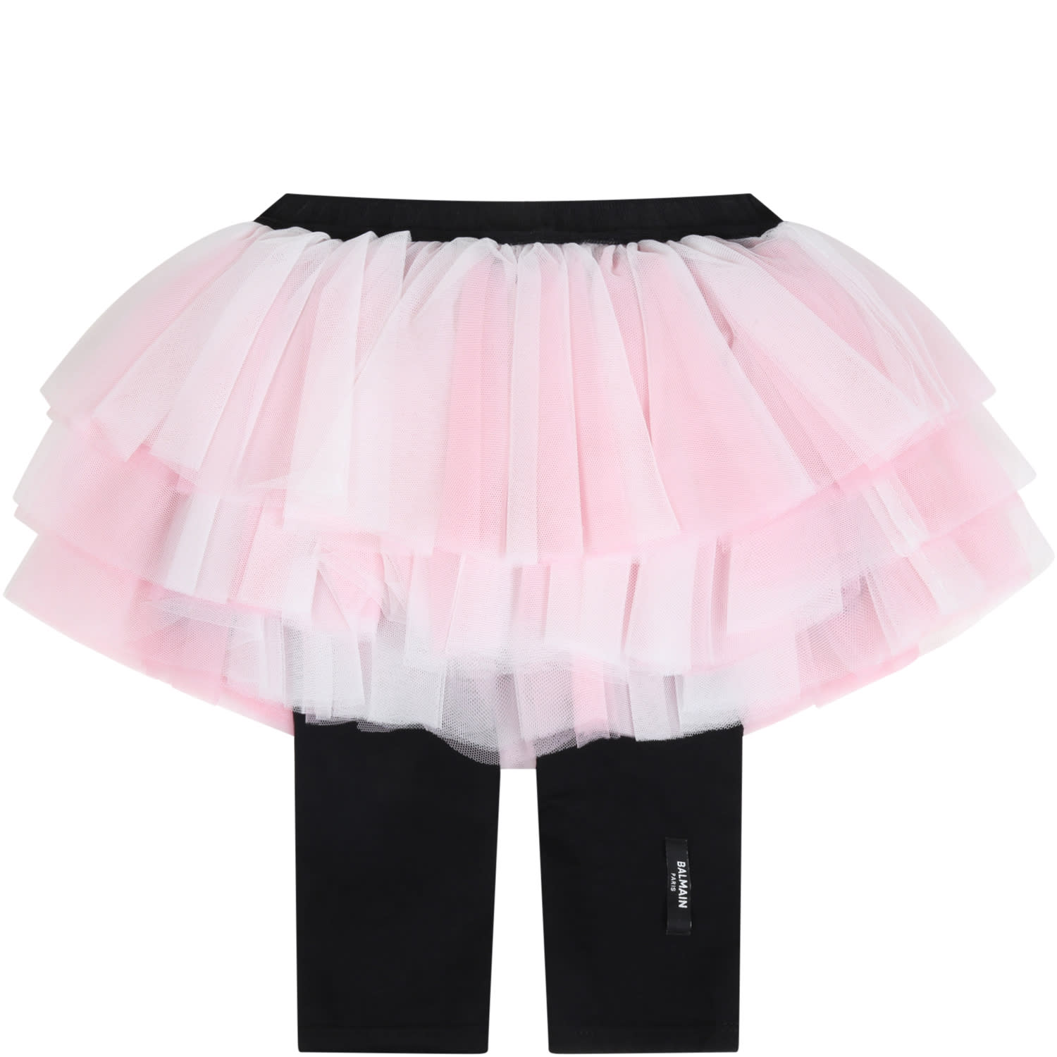 Balmain Pink Skirt For Babygirl With Logo
