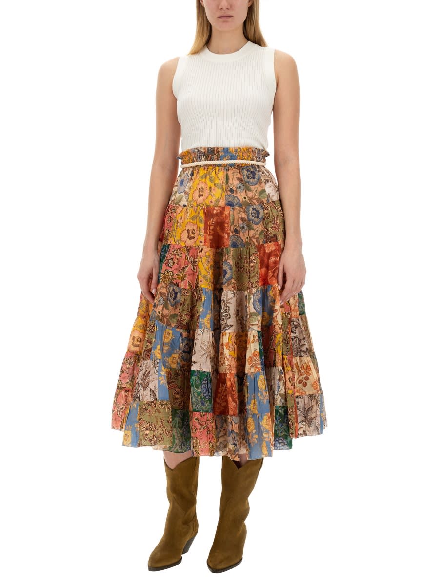 Shop Zimmermann Midi Skirt In Multicolour