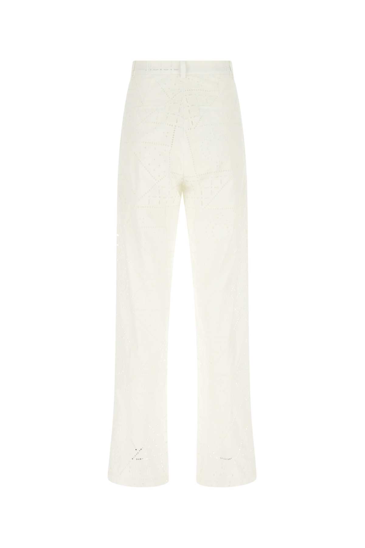 Msgm White Cotton Blend Pant In 02