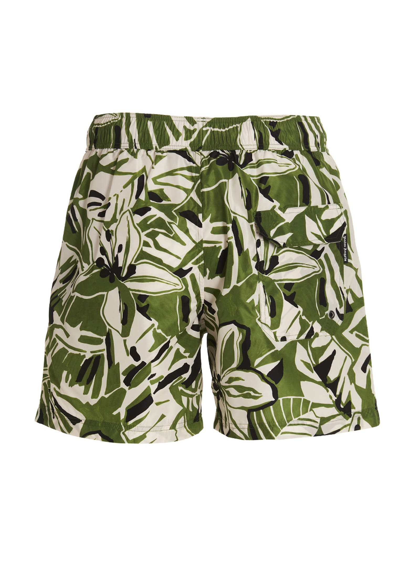 Shop Palm Angels Macro Hibiscus Swimming Shorts In Green
