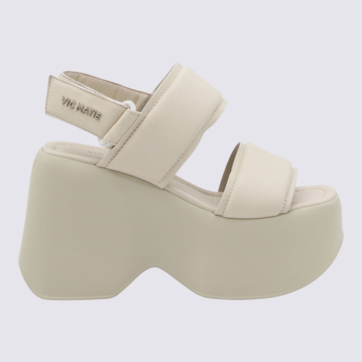 Vic Matié White Leather Platfrom Sandals