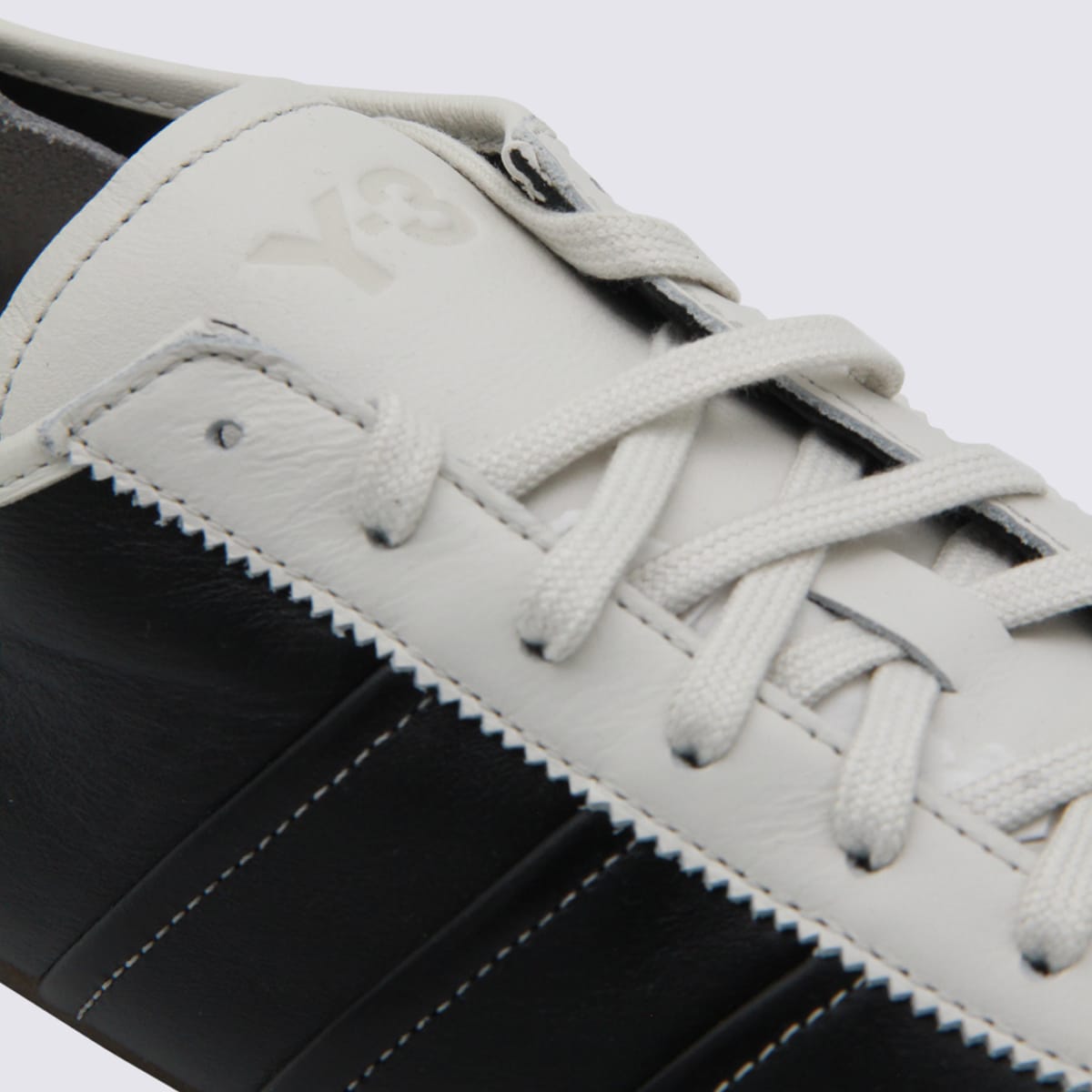 Y-3 Debossed Leather Tokyo Sneakers With Lace-up Closure In Black