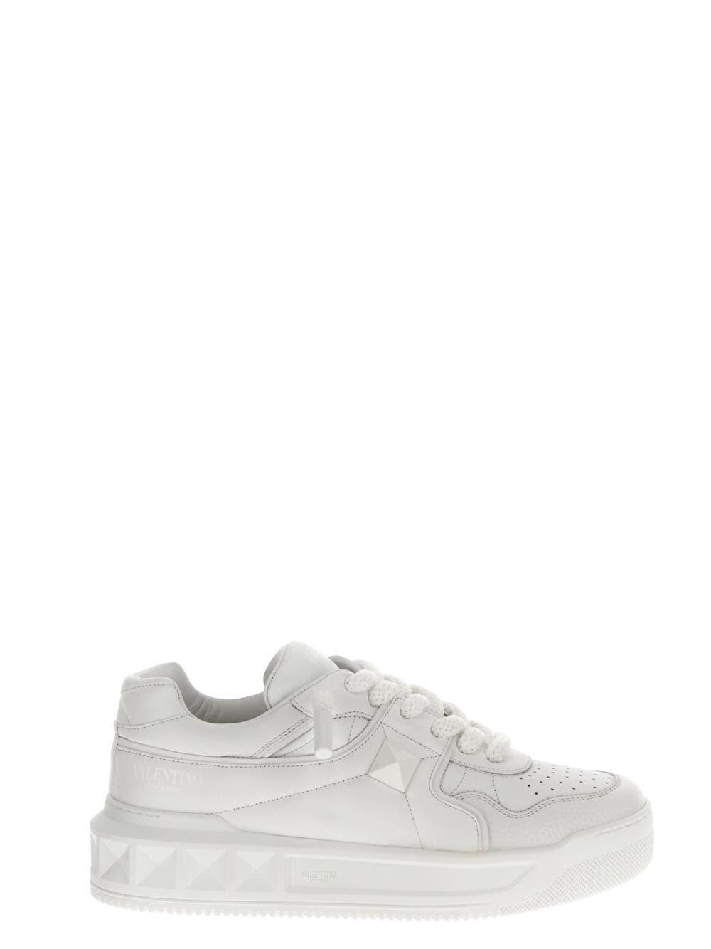 Shop Valentino White Leather Sneakers