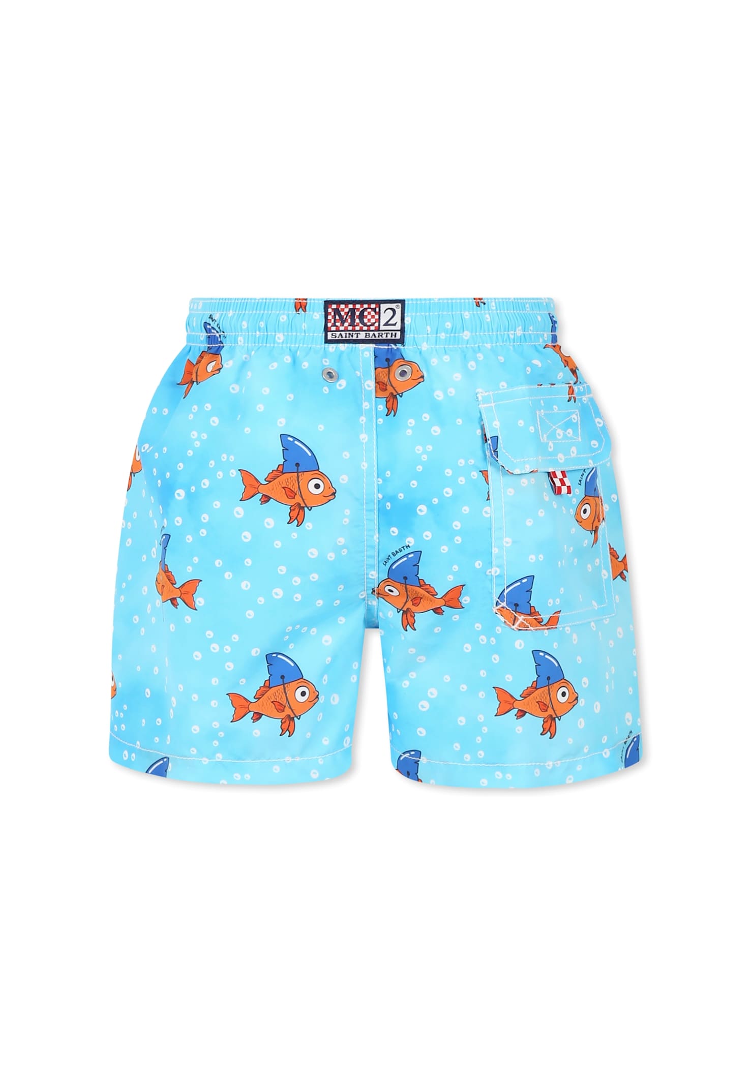 Mc2 Saint Barth Printed Swim Shorts In Light Blue
