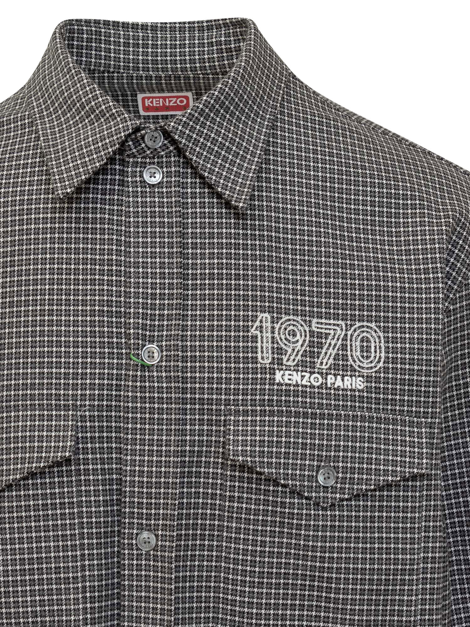 Shop Kenzo Shirt With 1970 Logo In Stone Grey