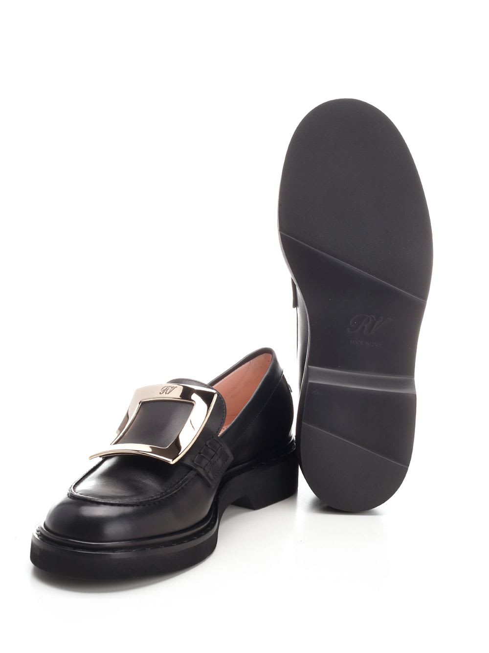 Shop Roger Vivier Viv Loafers In Black