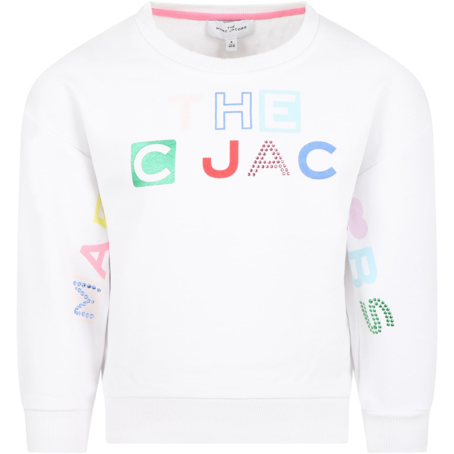 Little Marc Jacobs White Sweatshirt For Girl With Logo