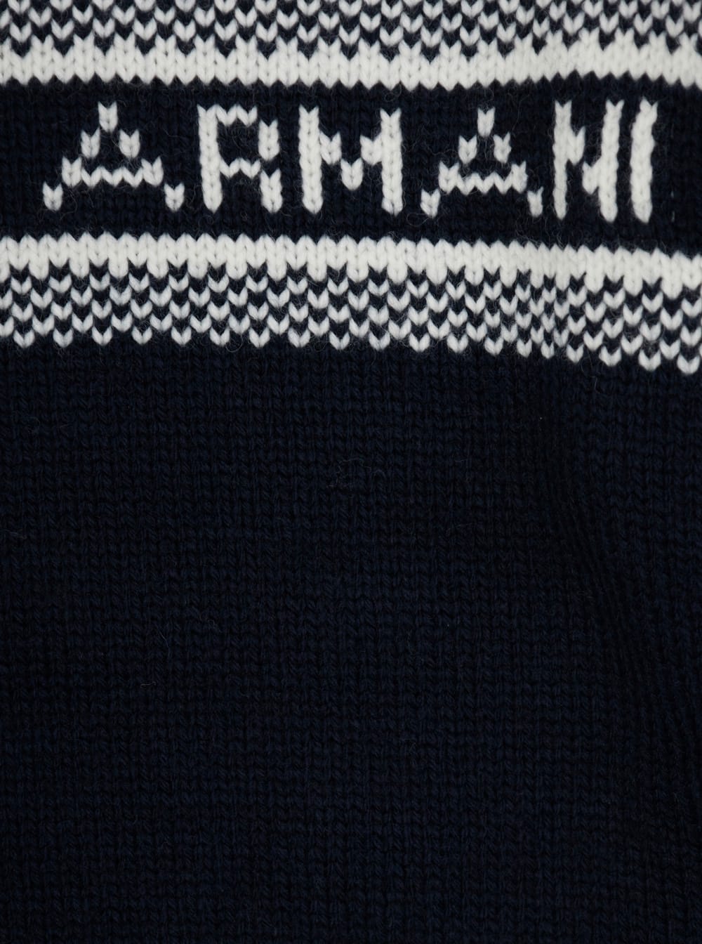 Emporio Armani Blue Crewneck Sweater With Maxi Logo Lettering On The Front And Ribbed Trims In Wool Blend Boy In Black