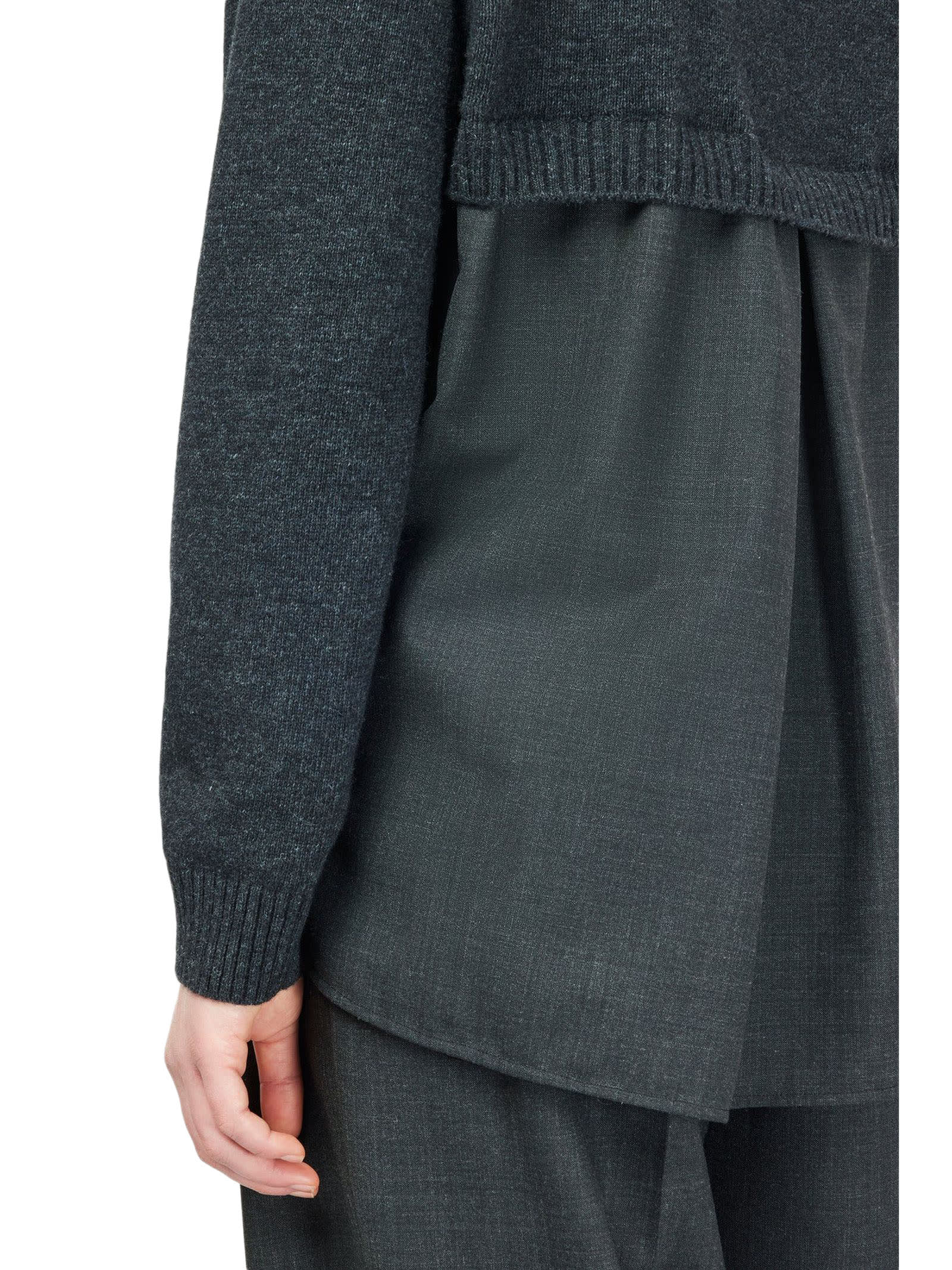 Shop Semicouture Grey Wool Blend Cardigan