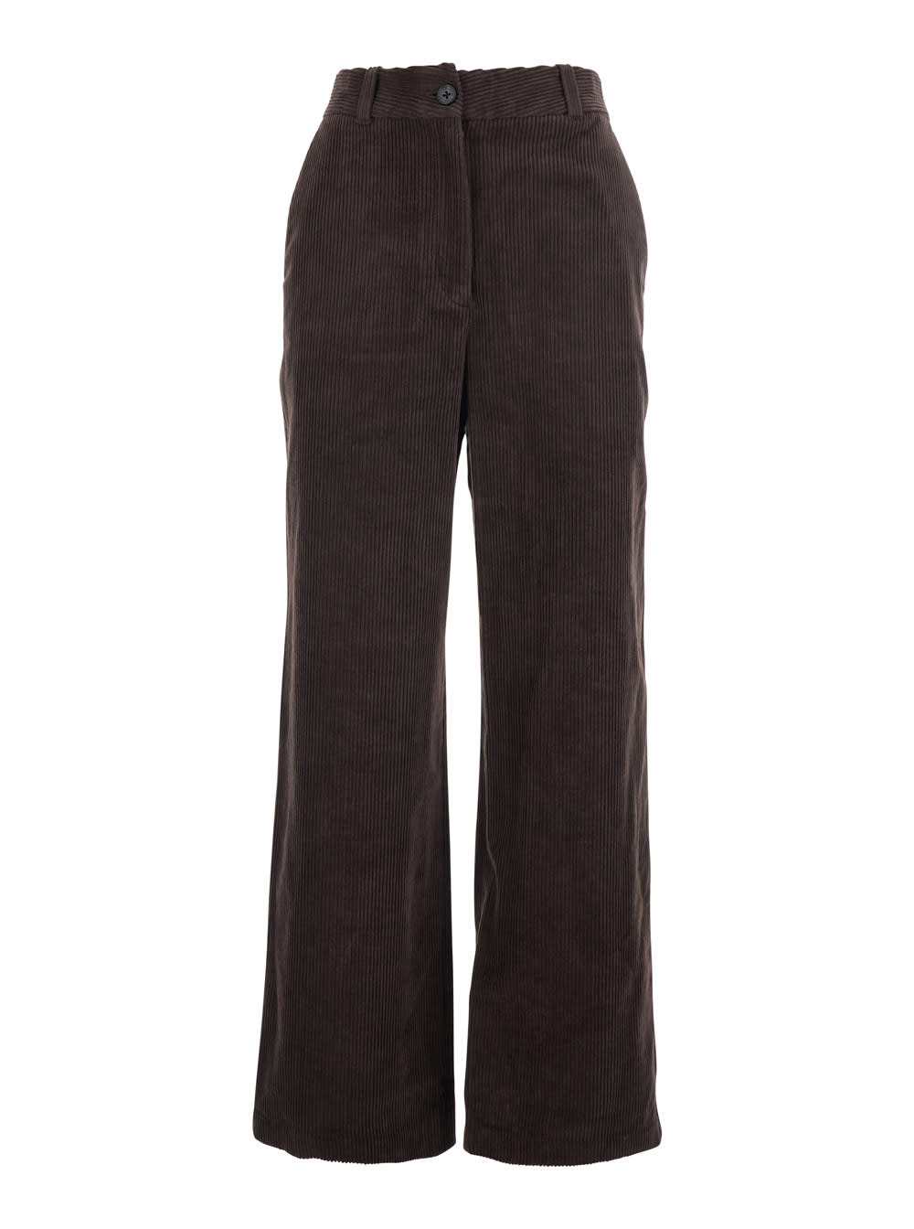 Dunst Brown Pants With Belt Loops And Wide Leg In Corduroy Woman In Brown