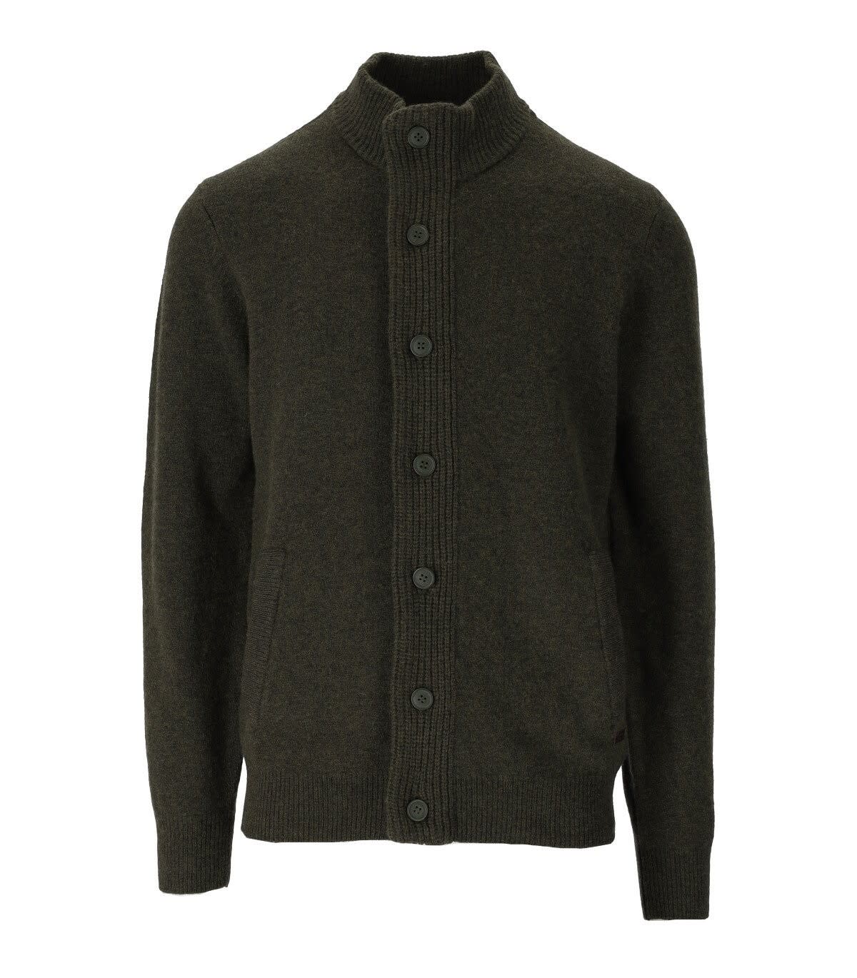 Shop Barbour Essential Patch Green Cardigan In Seaweed