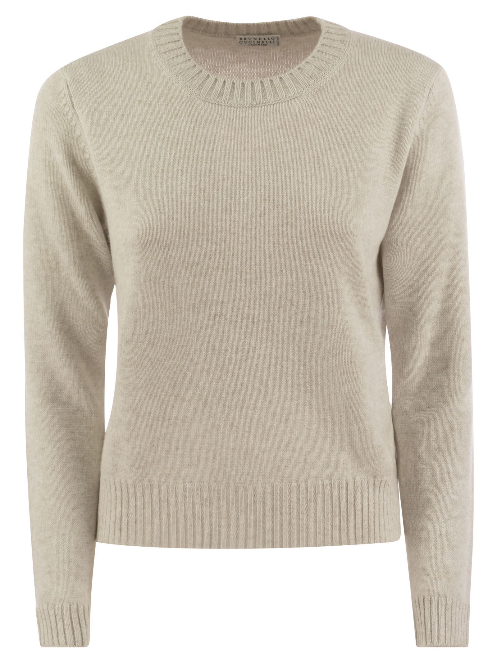 BRUNELLO CUCINELLI CASHMERE SWEATER WITH SHINY CUFF DETAILS 