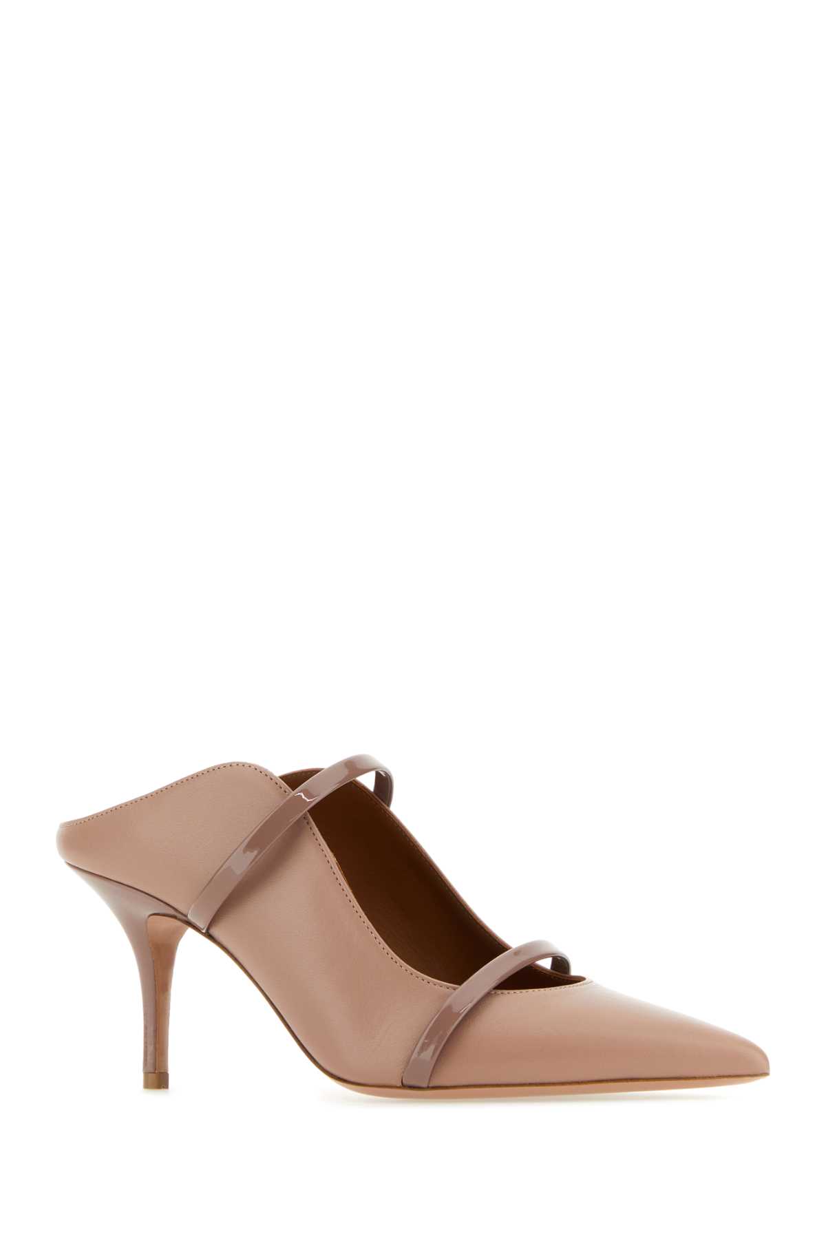 Shop Malone Souliers Antiqued Pink Nappa Leather Maureen Mules In Dove