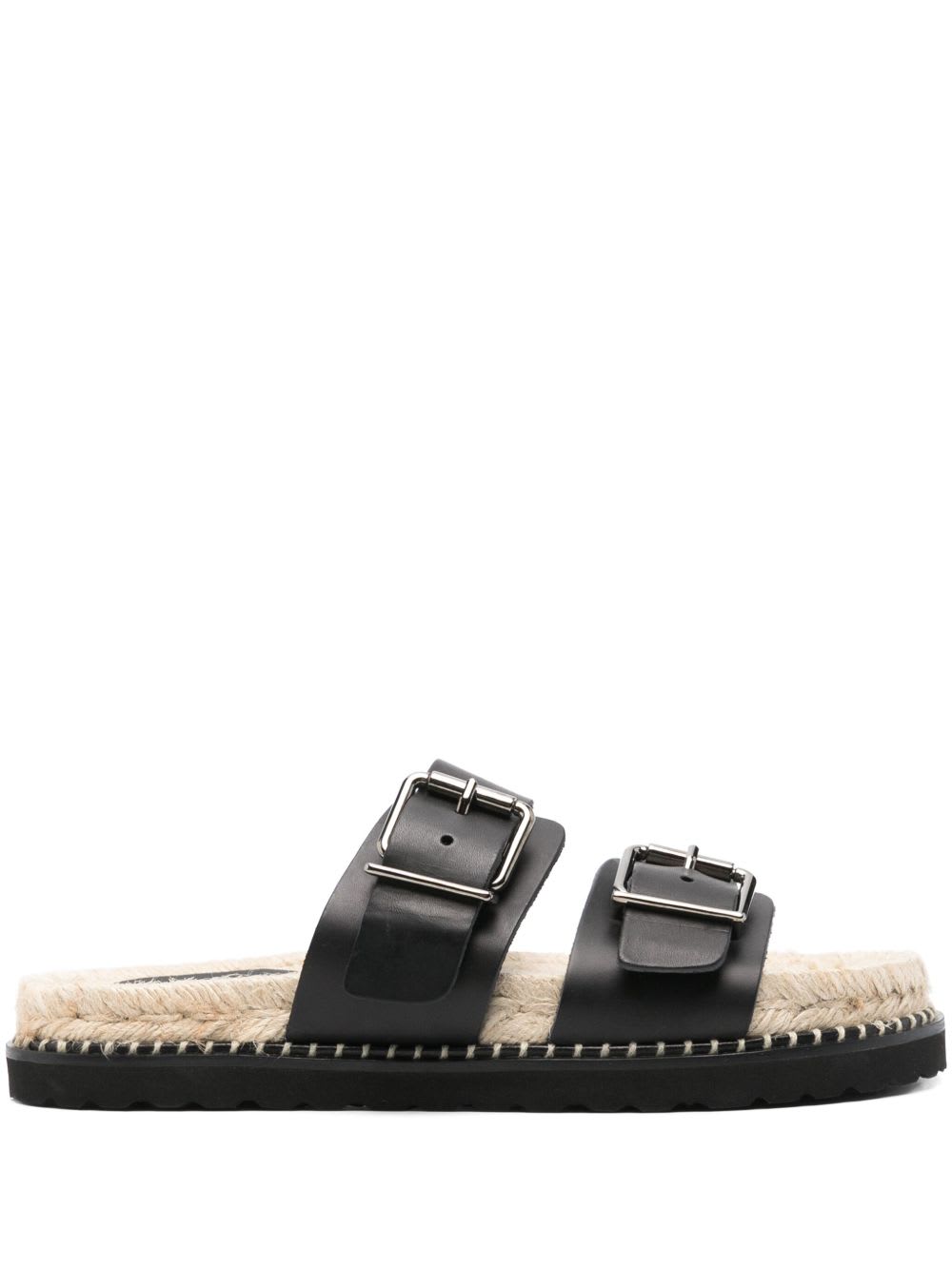 Castaã±er Ter Leather Flat Sandals In Black