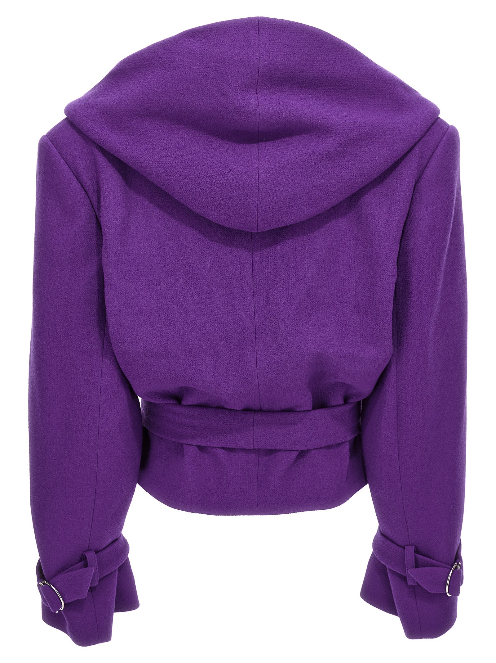 Shop Alexandre Vauthier Cropped Blazer In Purple