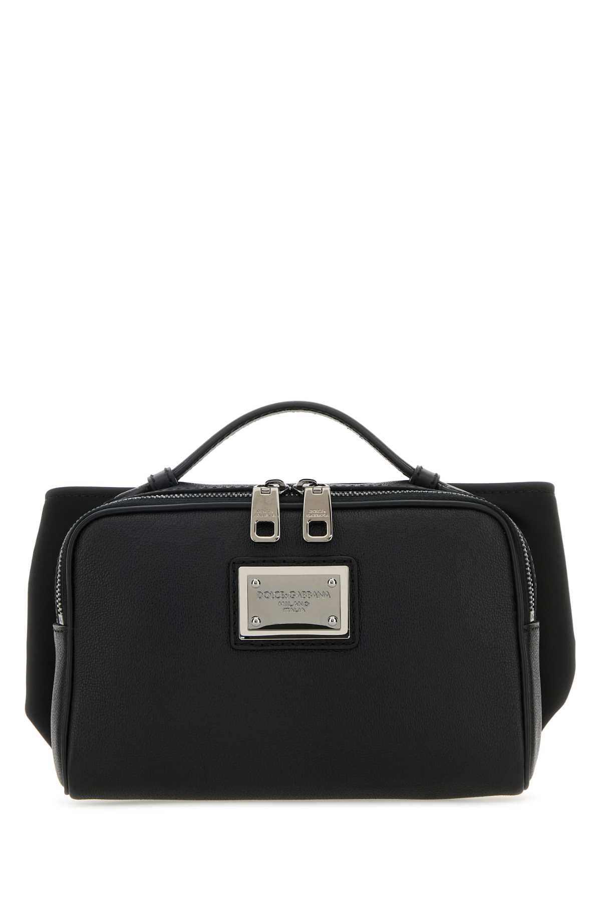 Shop Dolce & Gabbana Black Leather And Nylon Belt Bag In Neronero