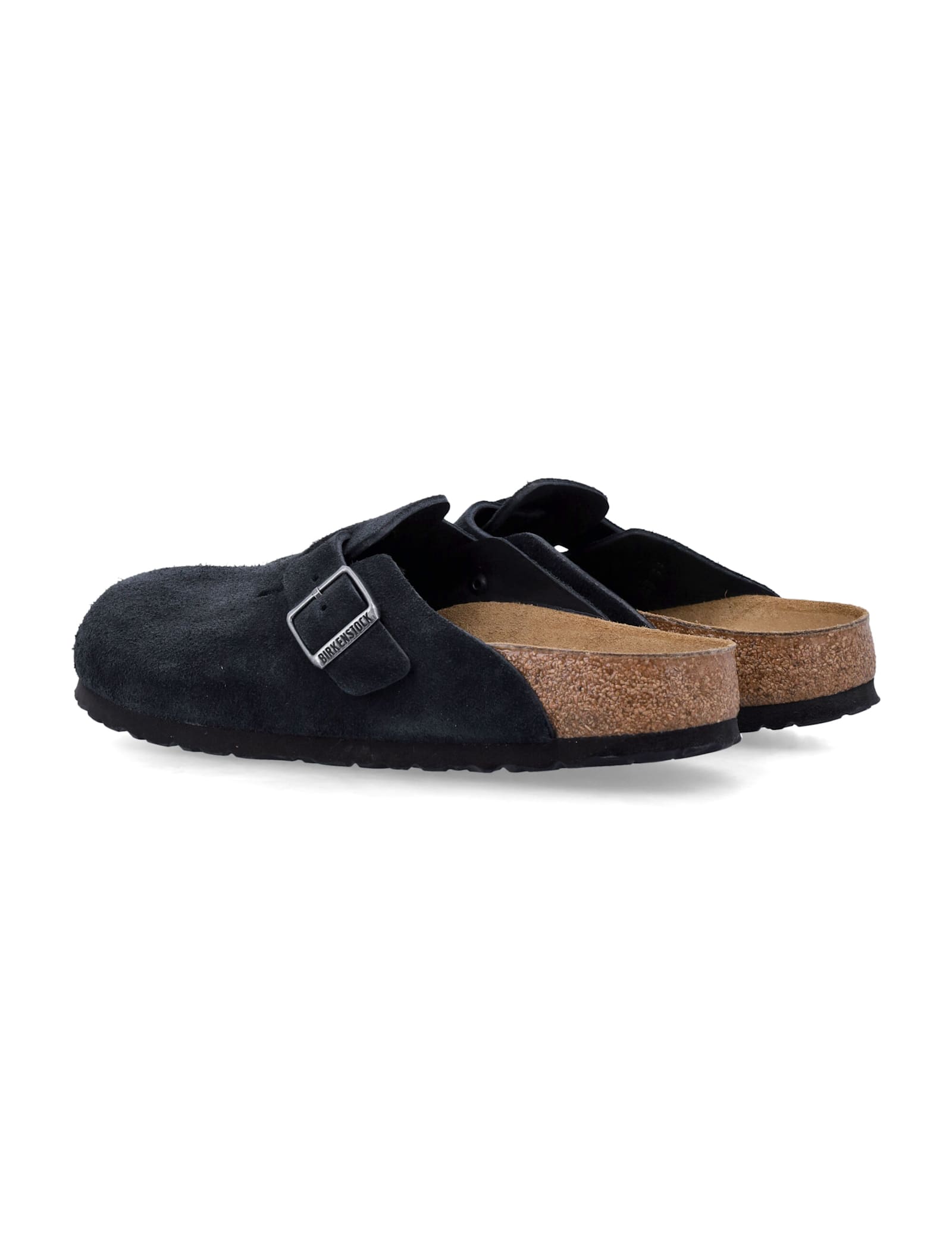 Birkenstock Boston Suede Mules In Black