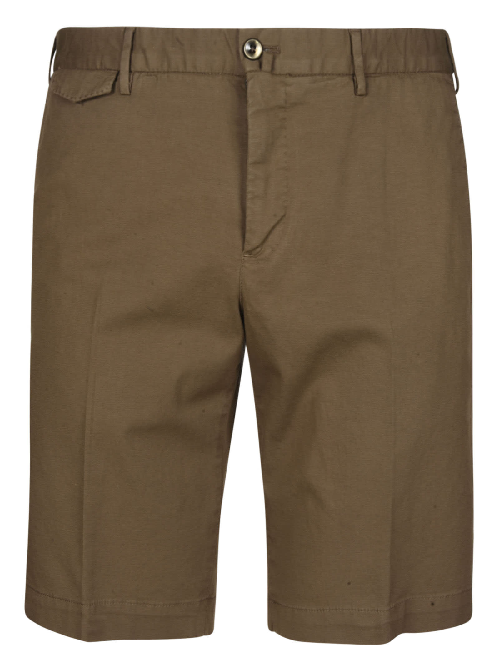 Pt01 Buttoned Classic Shorts In Brown