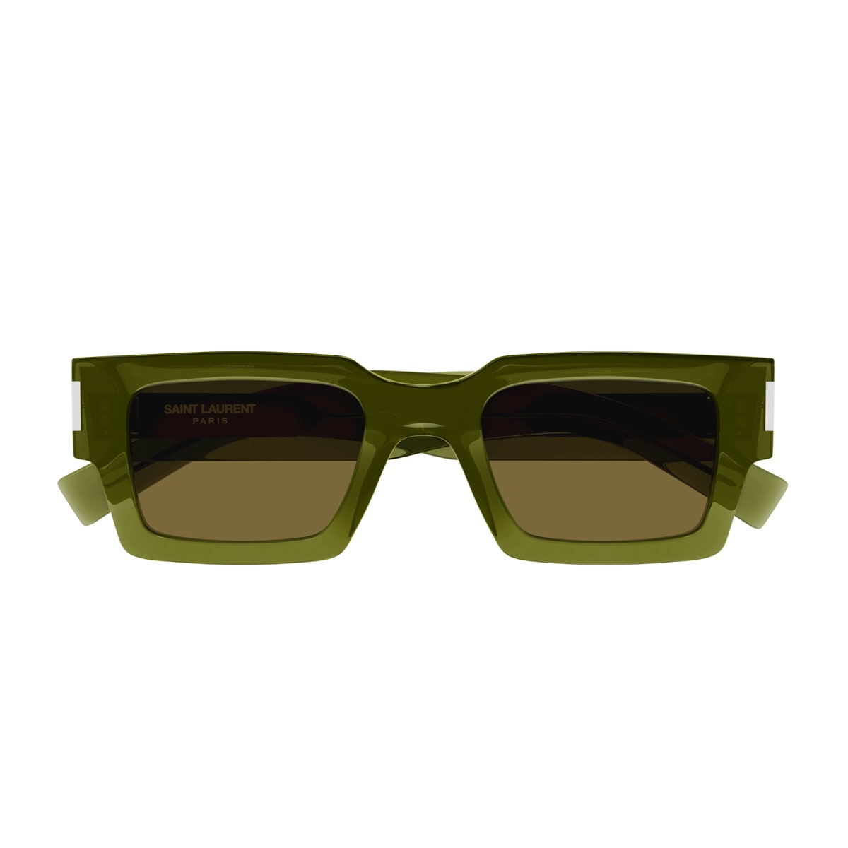 Saint Laurent Sl 572 Linea Corner Angle 005 Green Brown Sunglasses In Green
