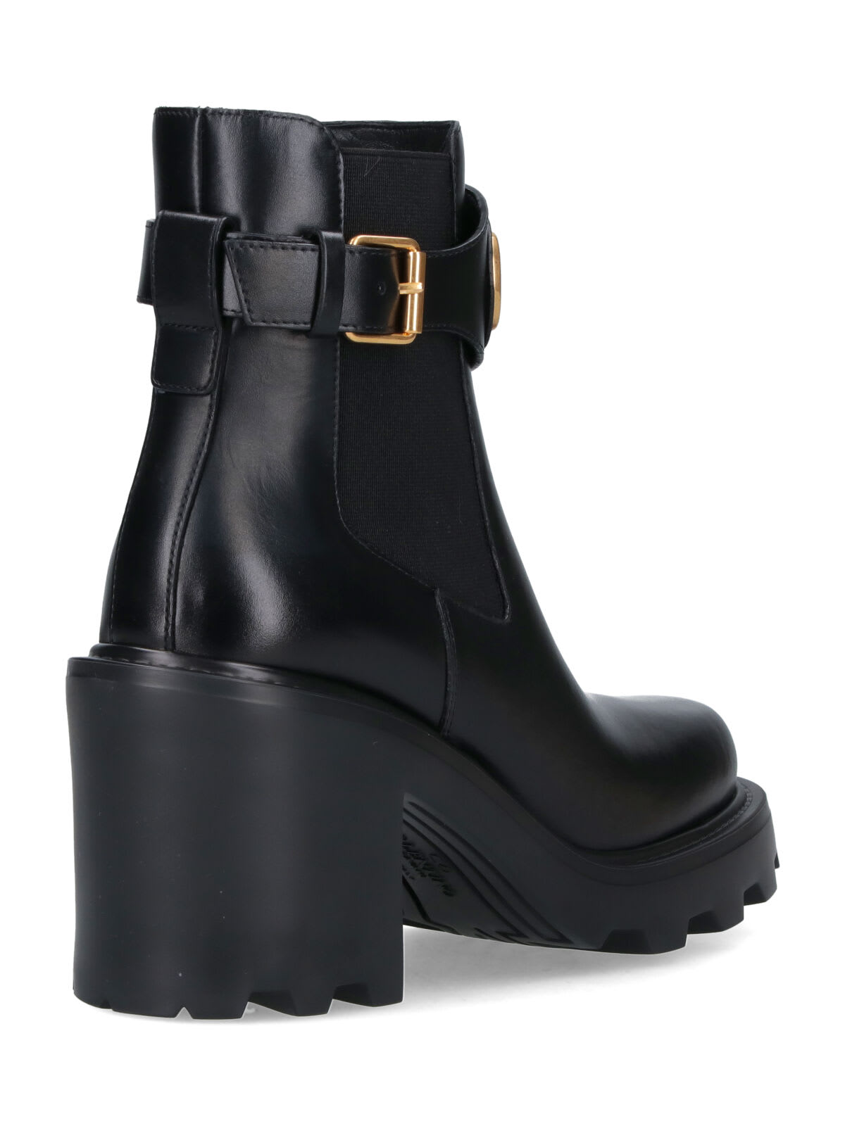Valentino Garavani Vlogo Signature Calfskin Beatle 90mm Woman Black 42 In Black