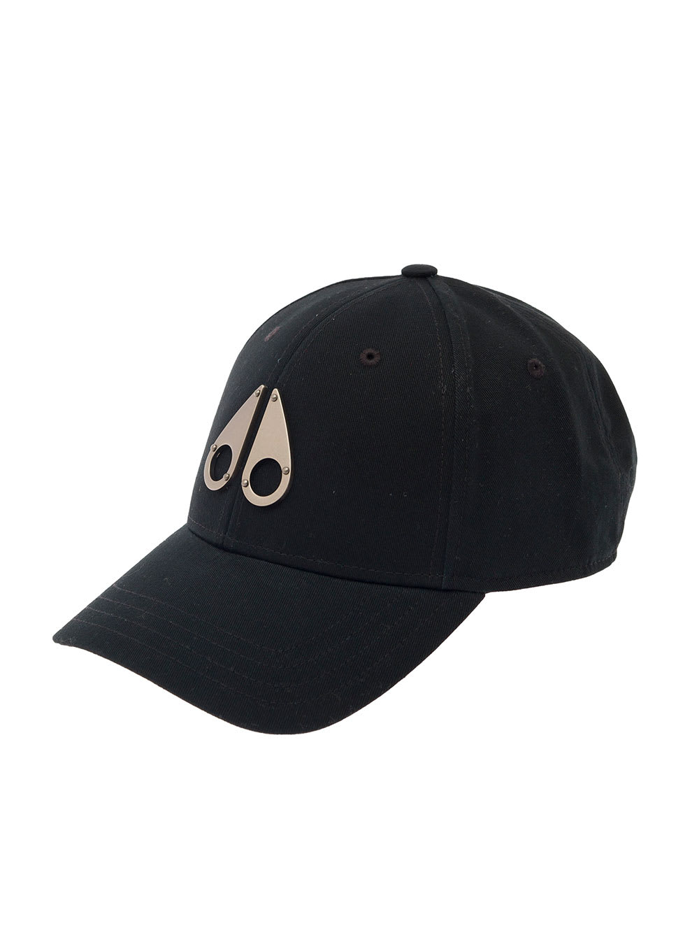Shop Moose Knuckles Black Baseball Cap With Metal Logo Patch In Cotton Man