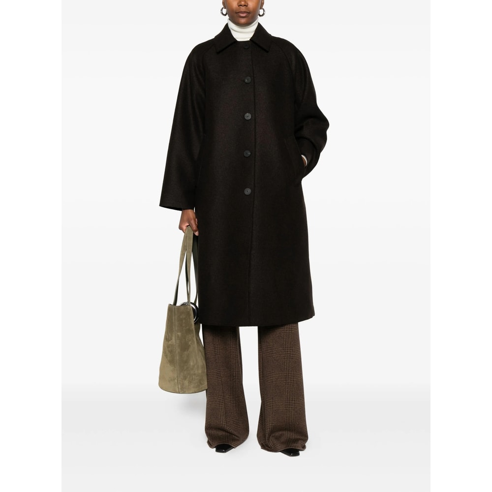 Harris Wharf London Wool Coat With Raglan Sleeves And Pockets In Multi