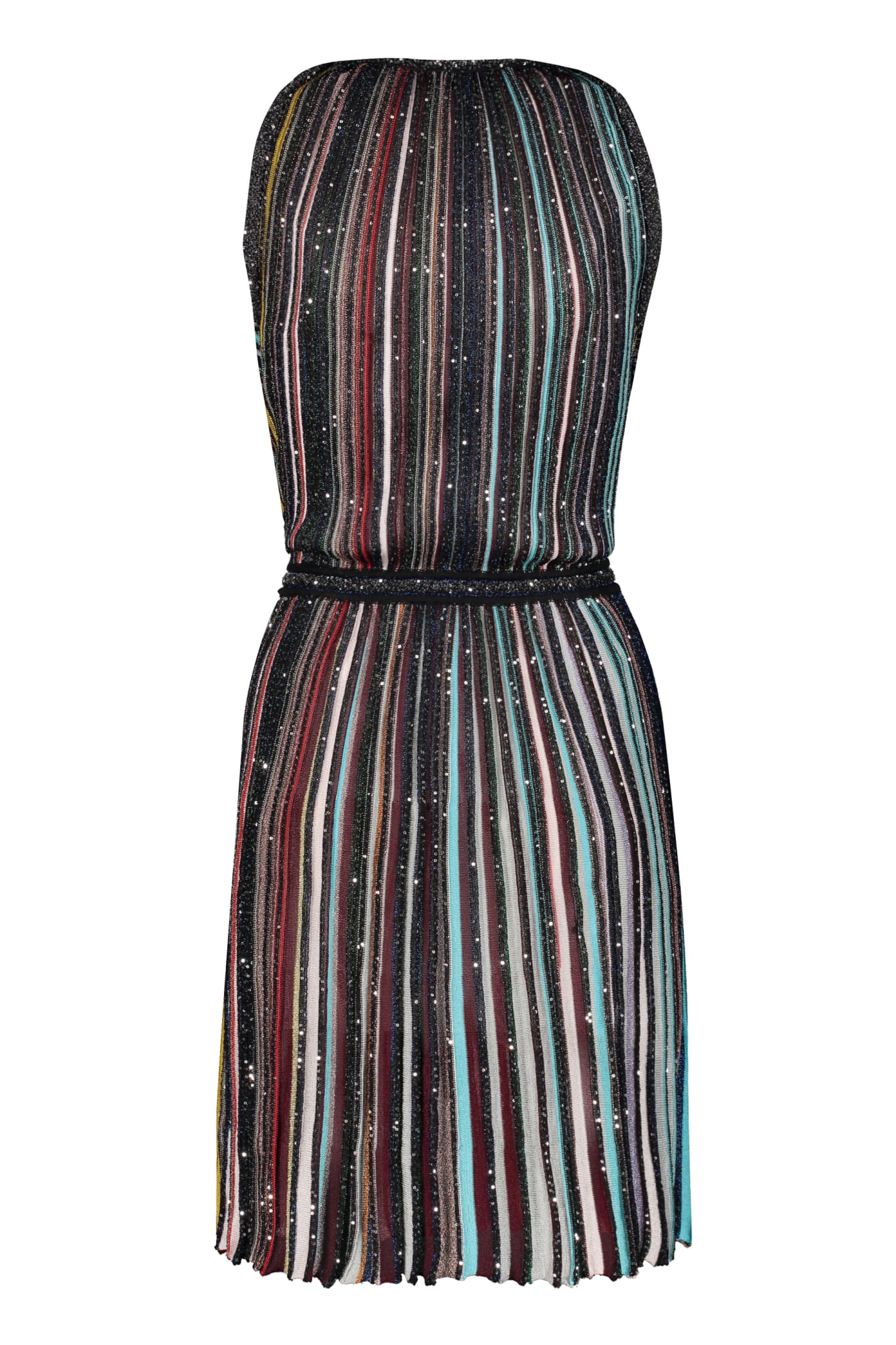 Shop Missoni Embellished Knitted Dress In Multicolor