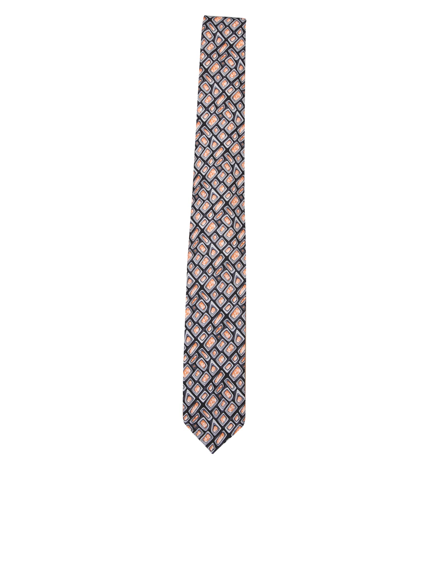 Shop Lardini Geometric Pattern Blue And Orange Tie In Bordeaux