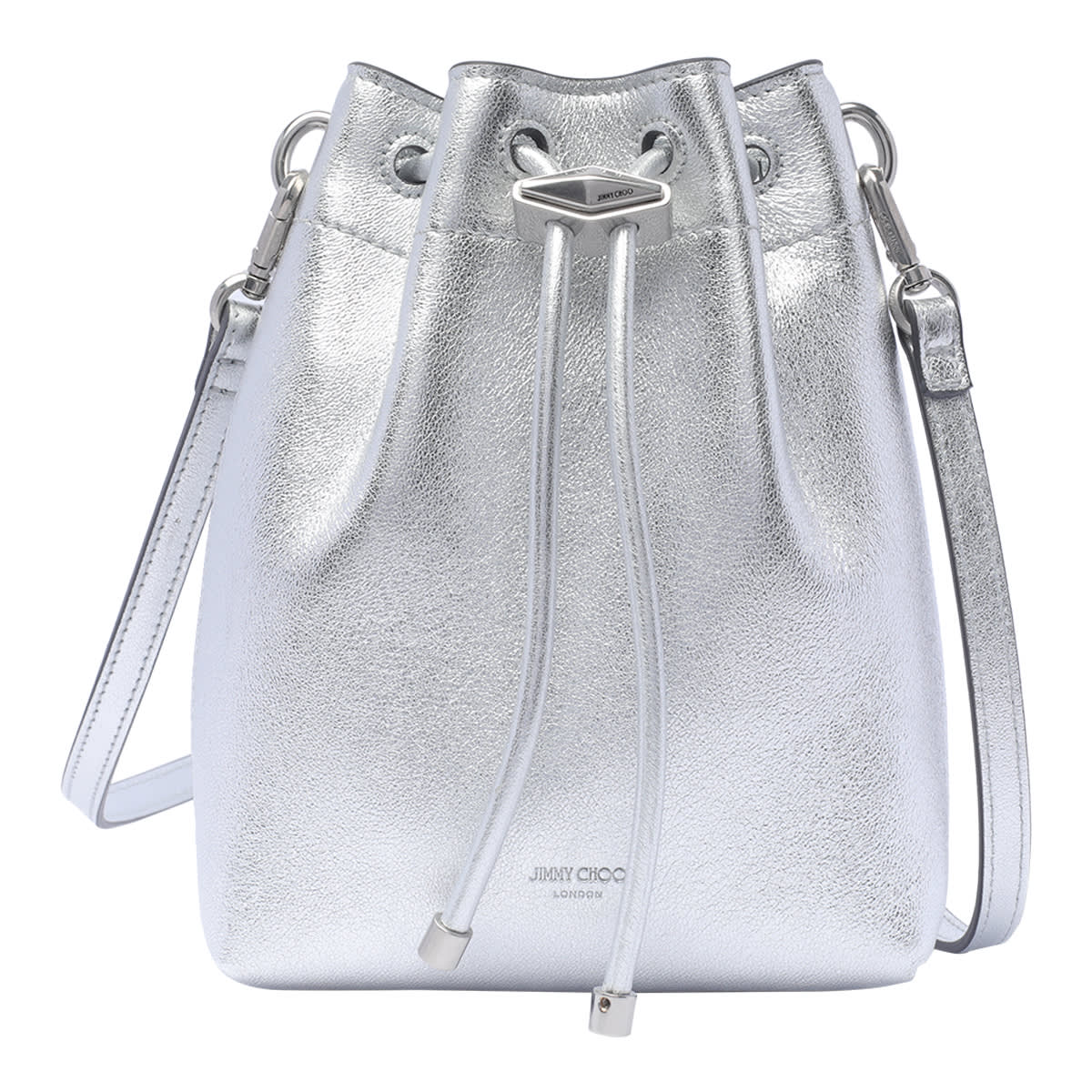 Shop Jimmy Choo Bon Bon N/s Bucket Bag In Silver