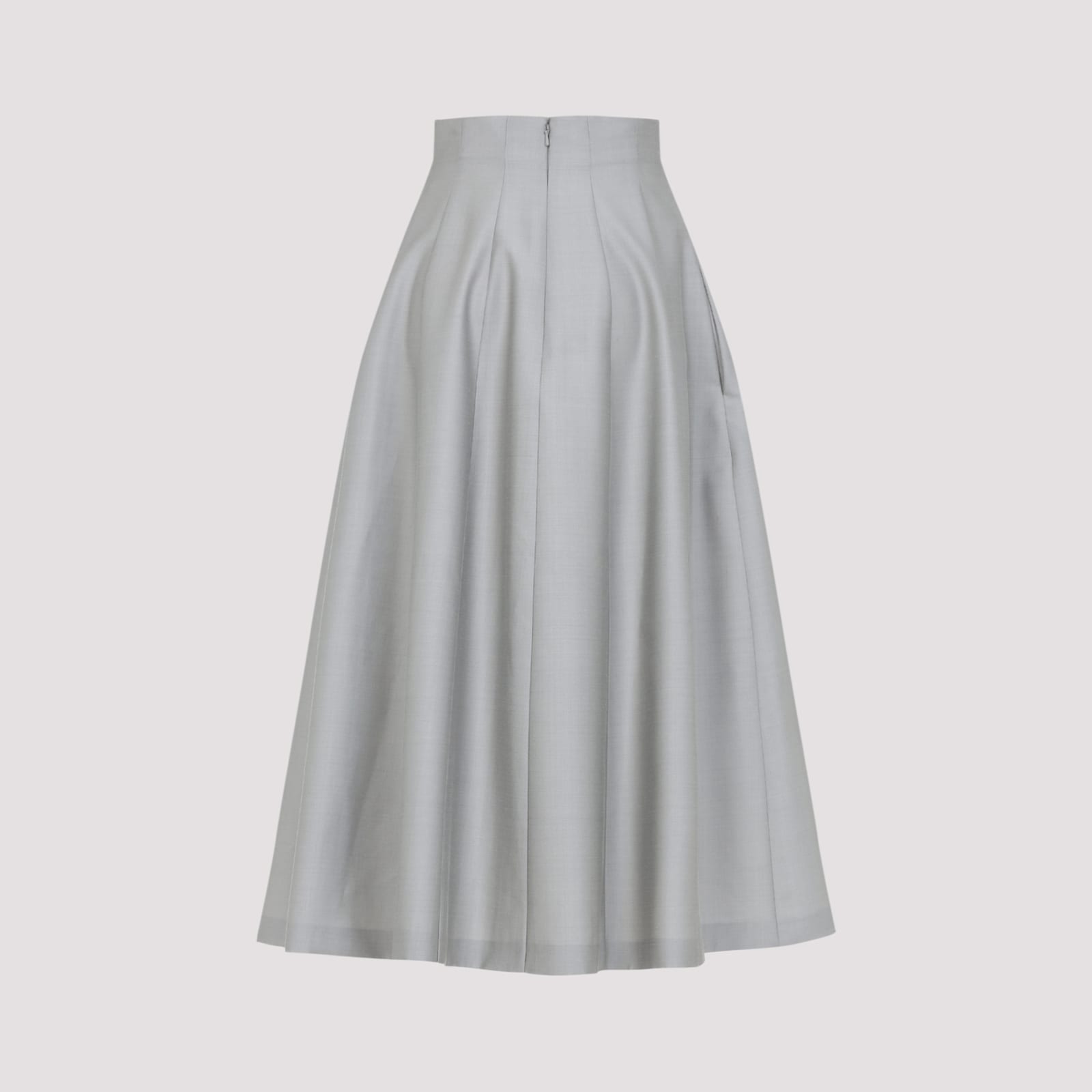 Alberta Ferretti High-waisted Midi Skirt With Structured Pleats In Gray