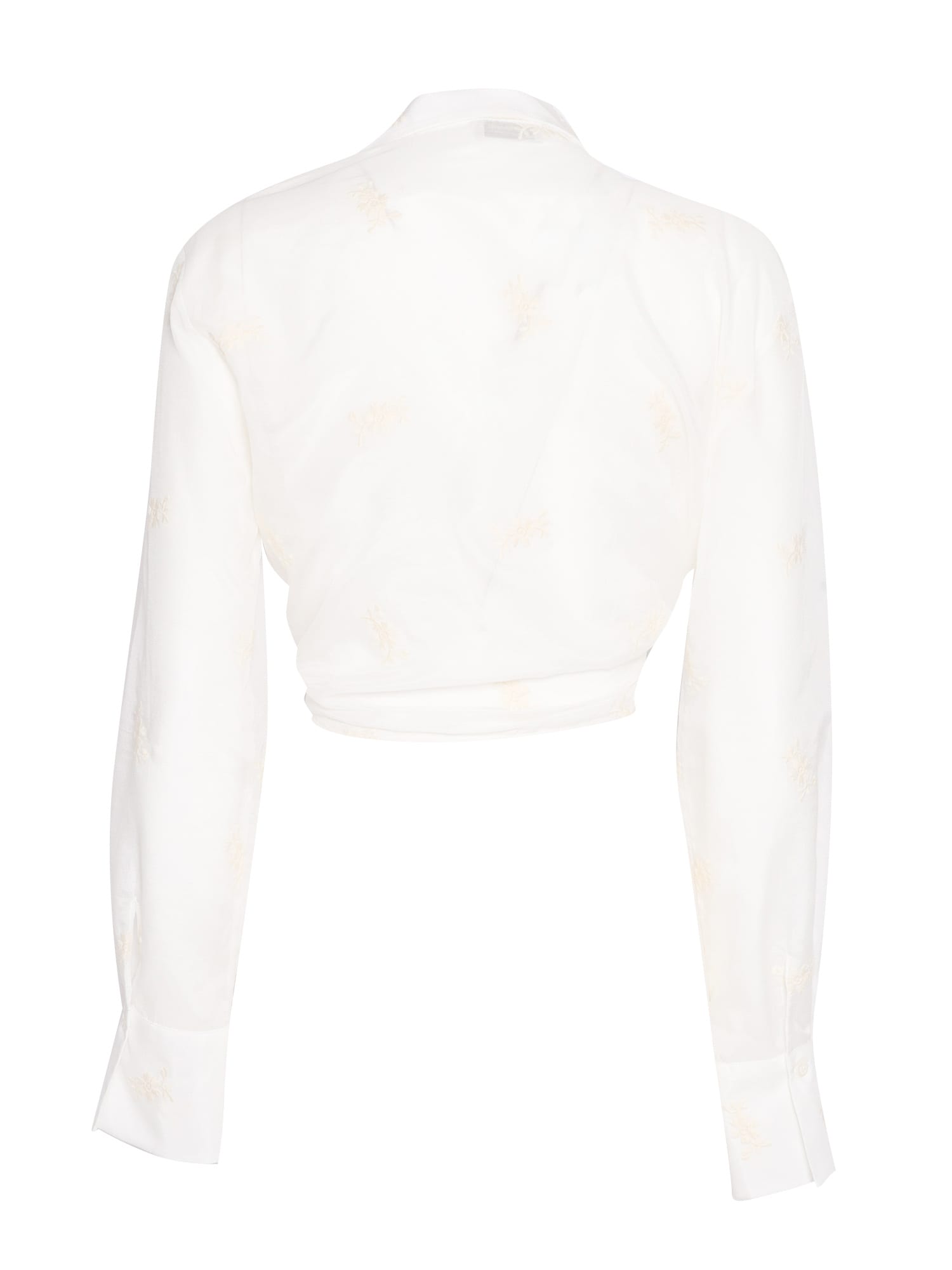 Shop Mazzarelli Silk And Cotton Shirt With Beige Embroidery