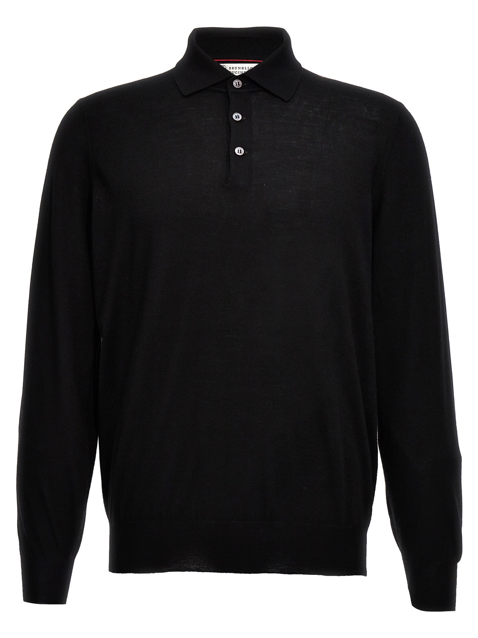 Brunello Cucinelli Collared Knit Polo Shirt In Black