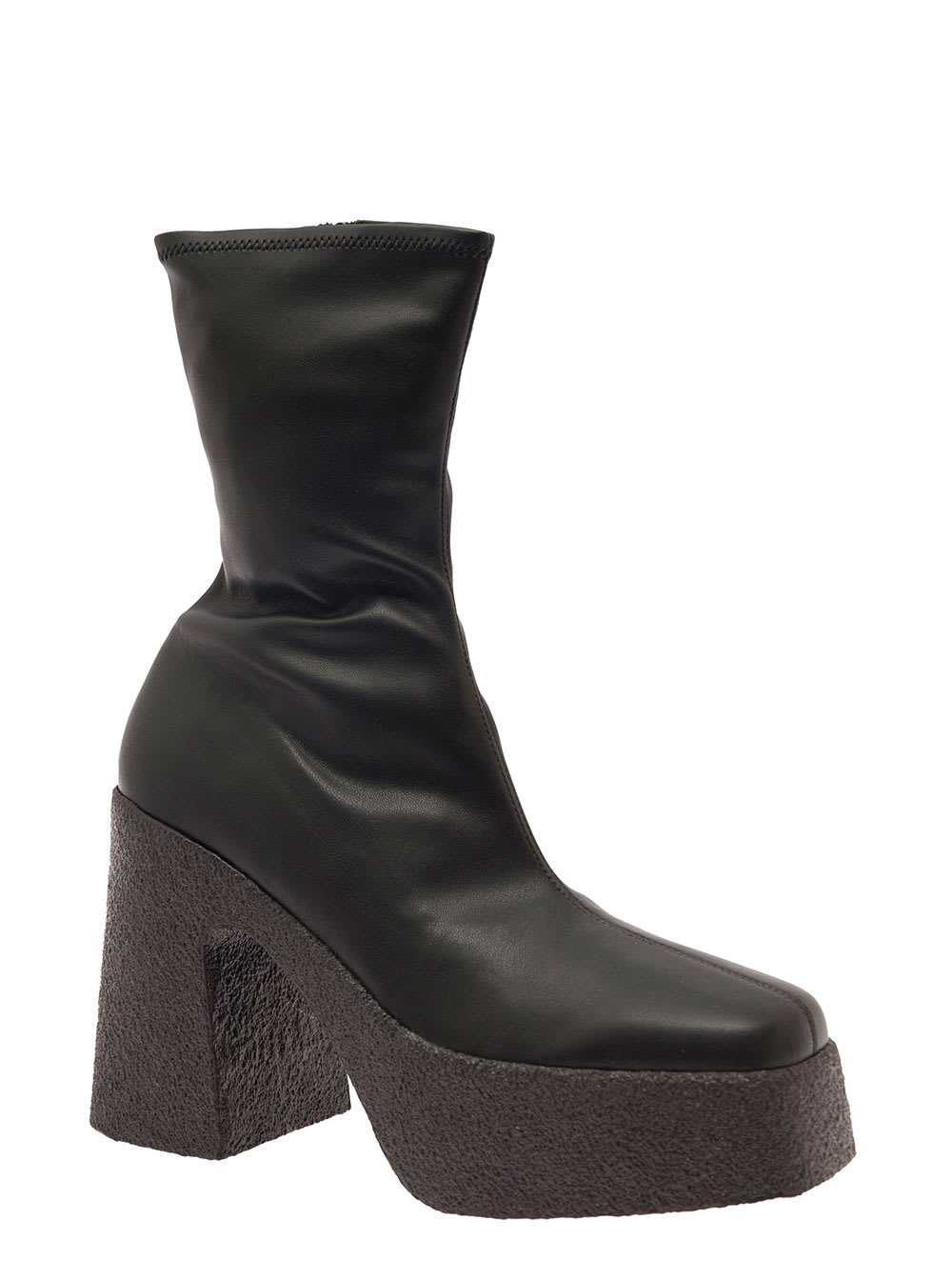 Shop Stella Mccartney Skyla Sole Platform Black Boots With Oversize Sole In Faux Leather Woman