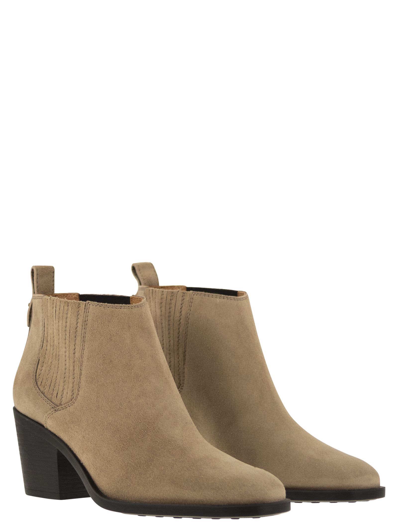 Shop Tod's Suede Boot In Beige