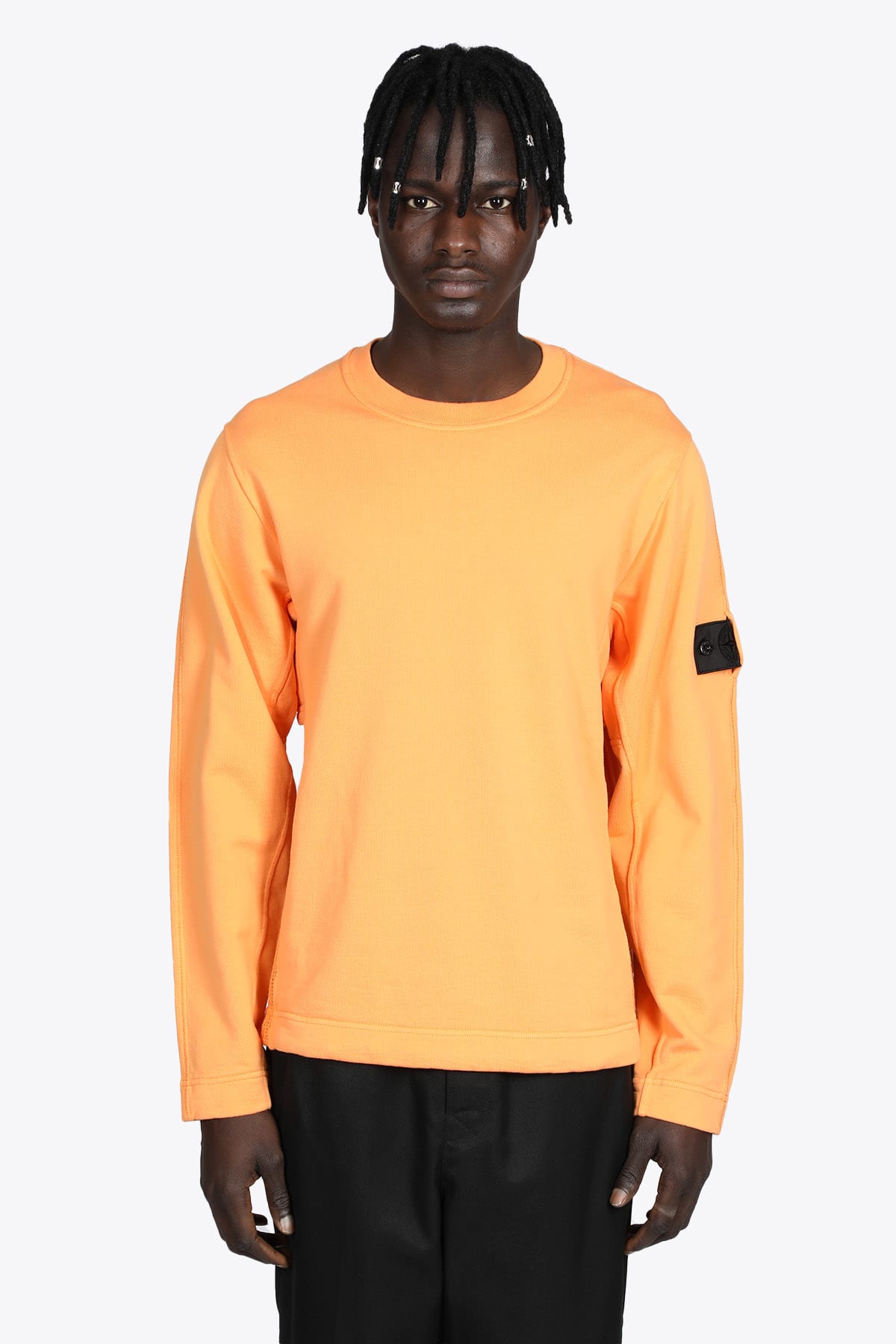 Stone Island Shadow Project Crewneck Felpa Chapter 1 Orange cotton sweatshirt with mesh panel