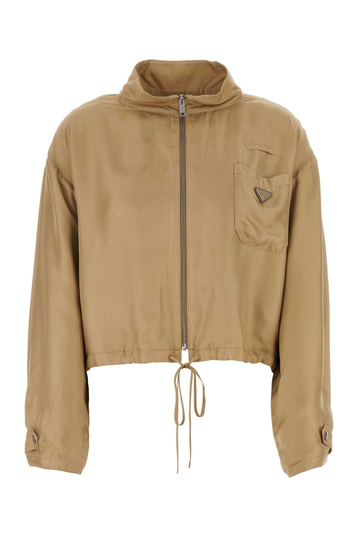 Shop Prada Beige Twill Jacket In Corda