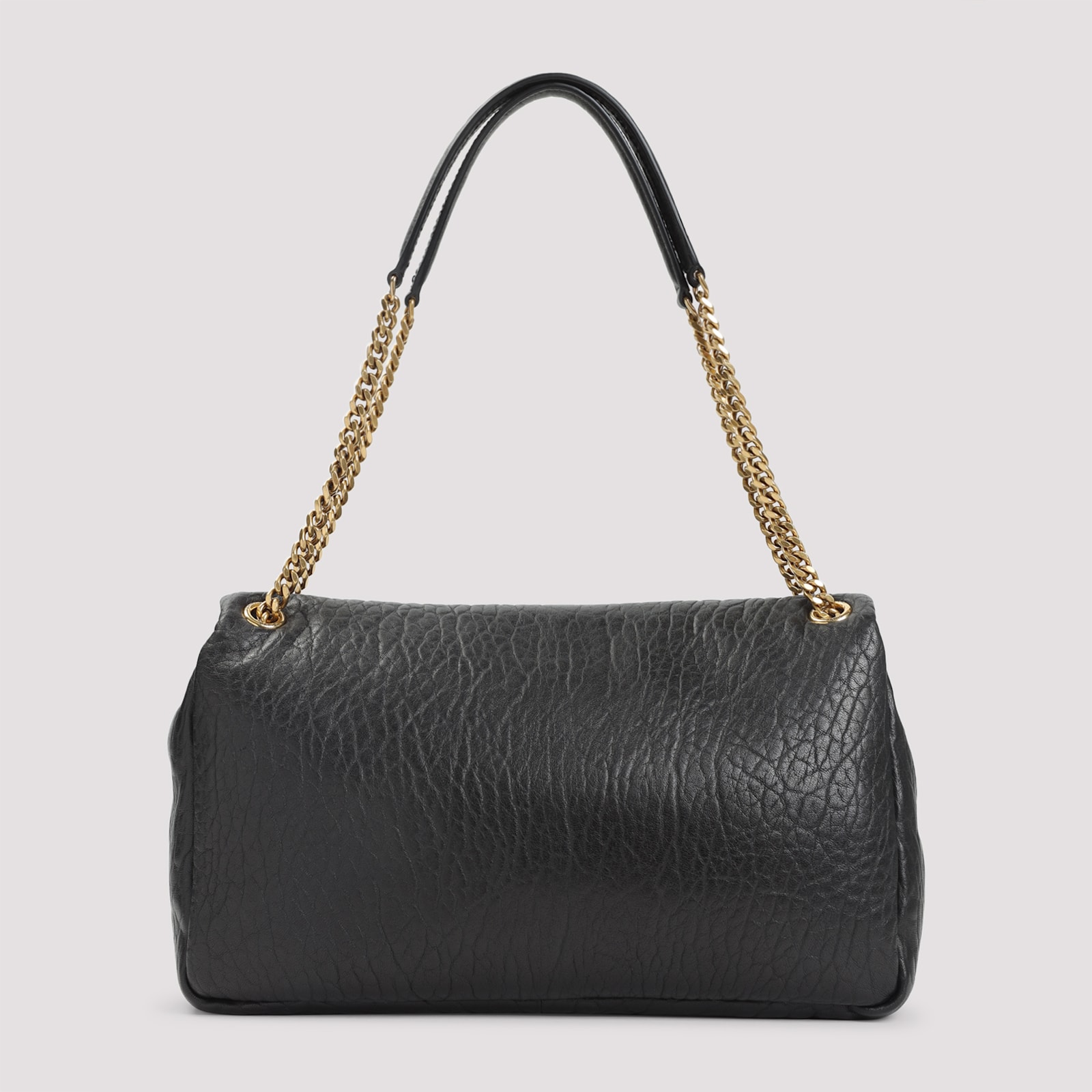 Saint Laurent Leather Shoulder Bag With Zip Pocket In Black