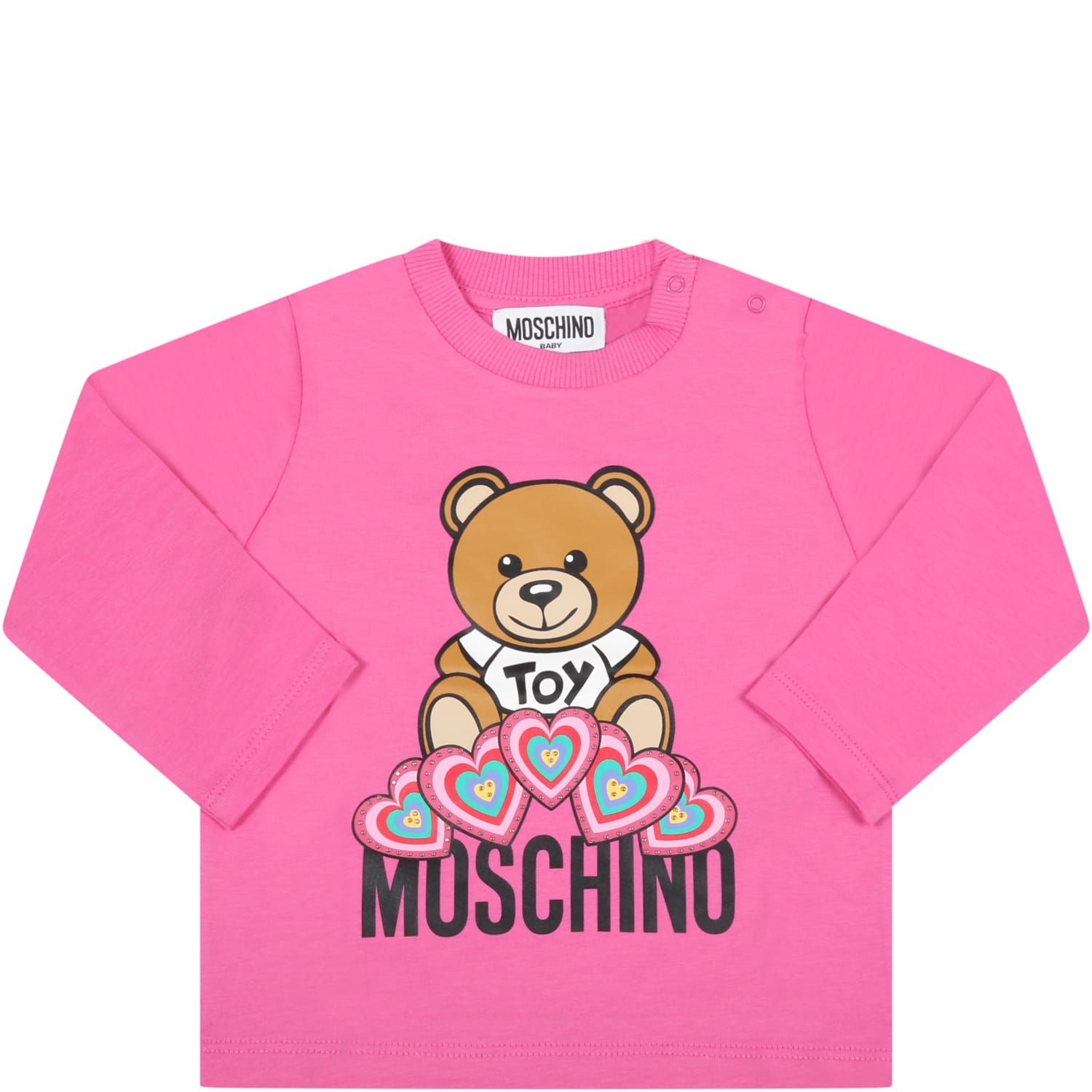 Moschino Fuchsia T-shirt For Baby Girl With Teddy Bear