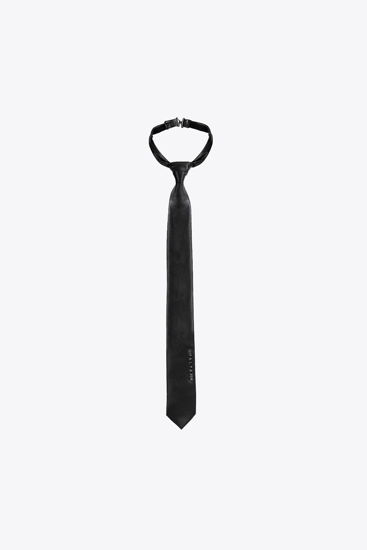 1017 ALYX 9SM Metal Logo Tie Black leather tie with metal logo